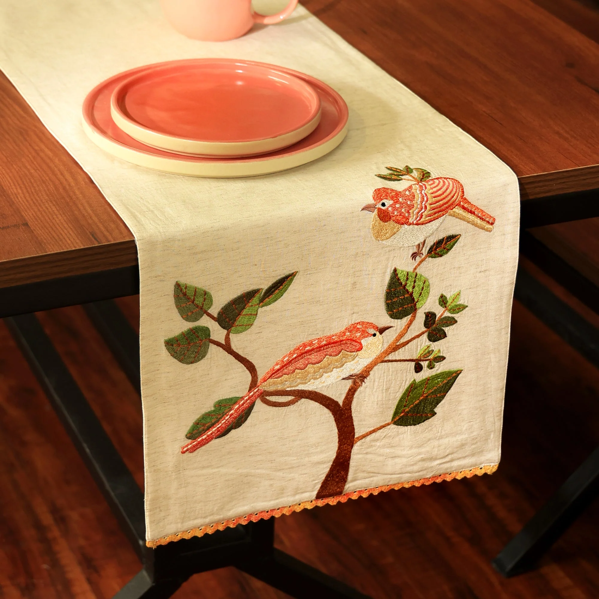 Bird Embroidered Table Runner 72