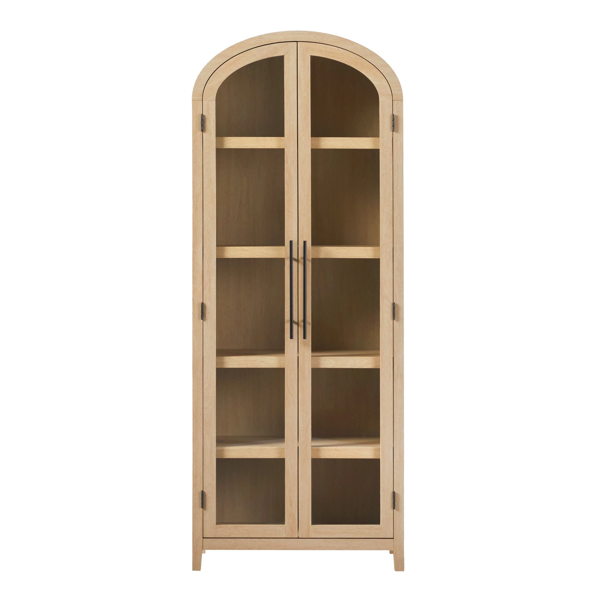 Arched Tall Bookcase with Glass Doors and 5 Shelves