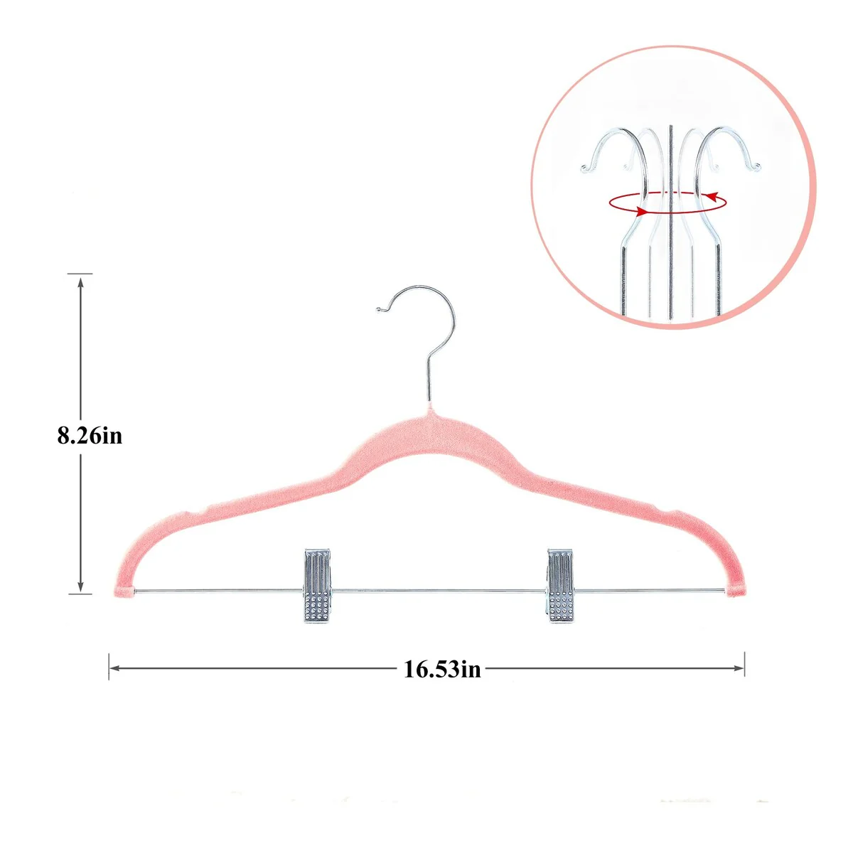 Javlergo 20-Pack Velvet Clothes Hangers, 16.5in Heavy-Duty Hangers with Adjustable Clips, Non-Slip, Space-Saving