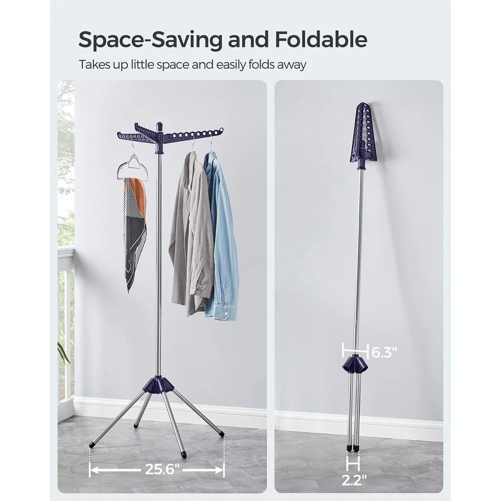 Stainless Steel Foldable Clothes Drying Rack with 360° Rotatable Arms Large Capacity and Space-Saving Design