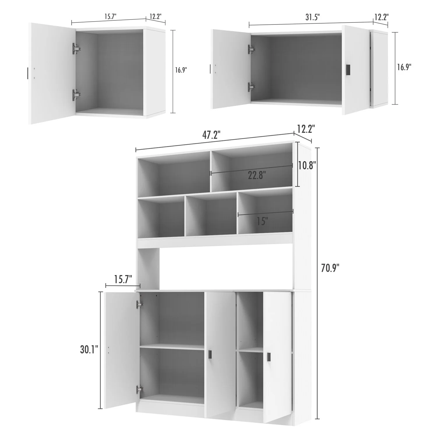 Combined BookShelves Kitchen Cabinet Display Cabinet Pantry Bookcase
