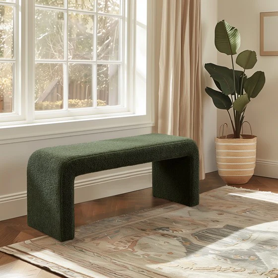 Goldmine Upholstered Bench with Curved Seat