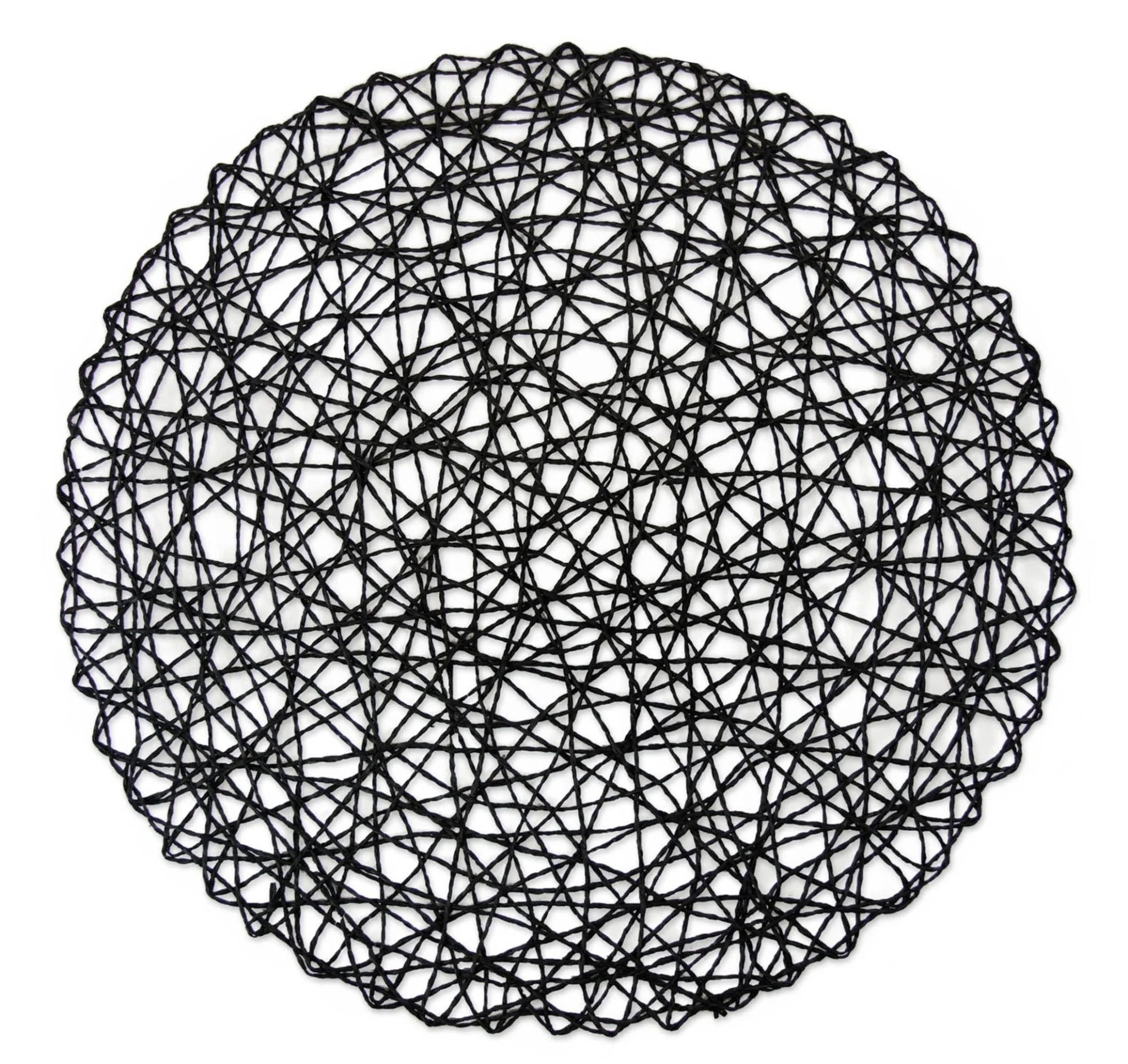 Black Woven Paper Round Placemat Set Of 6