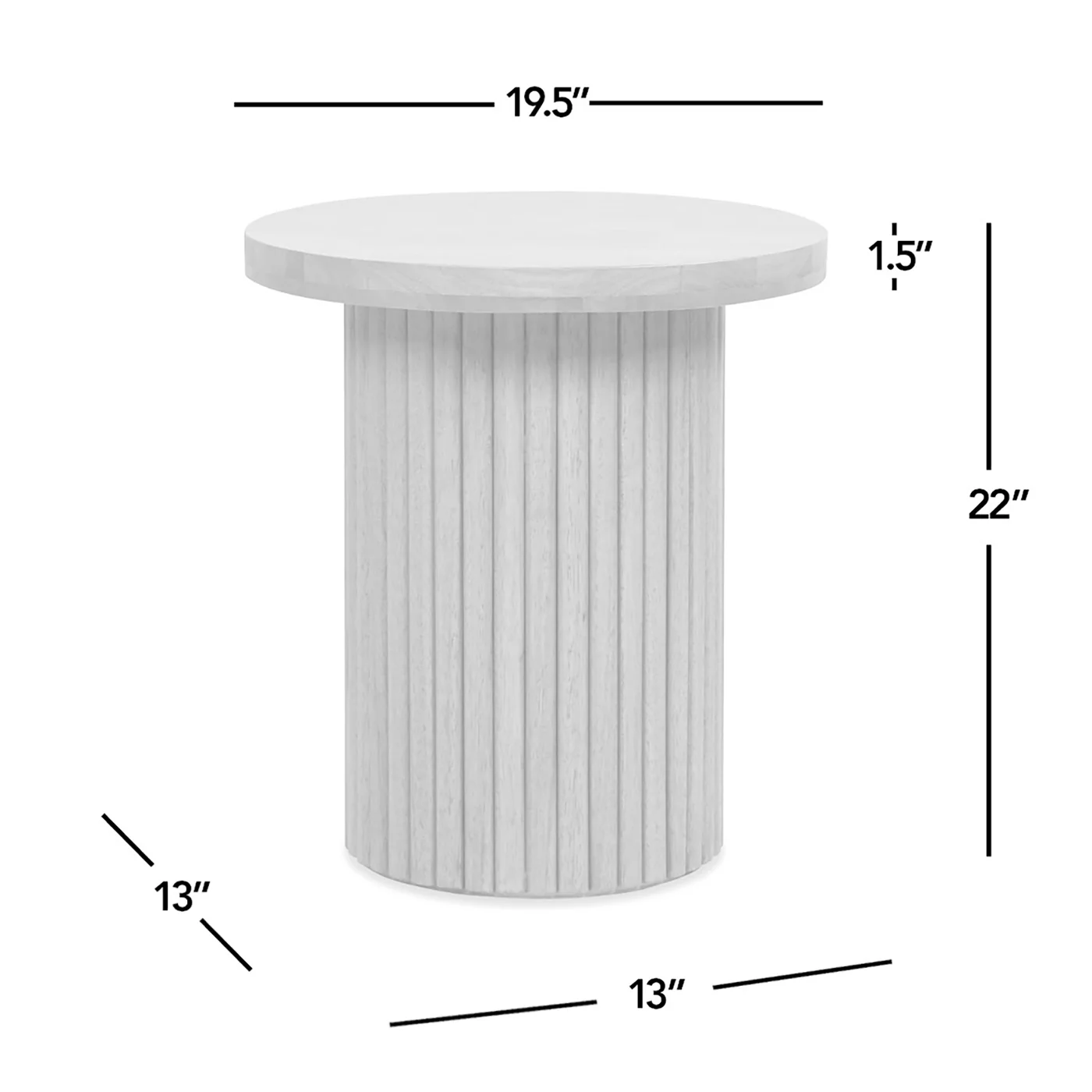 Kenzie Fluted Pillar Round Side Table