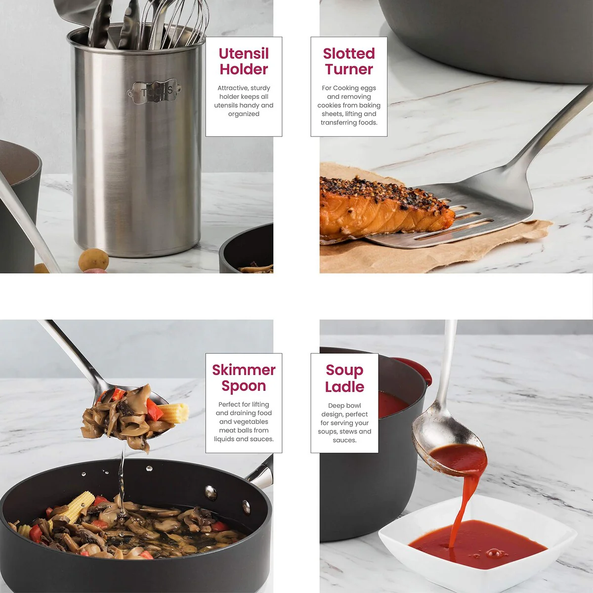 Stainless-Steel Kitchen Utensil Set - 10 Piece Set