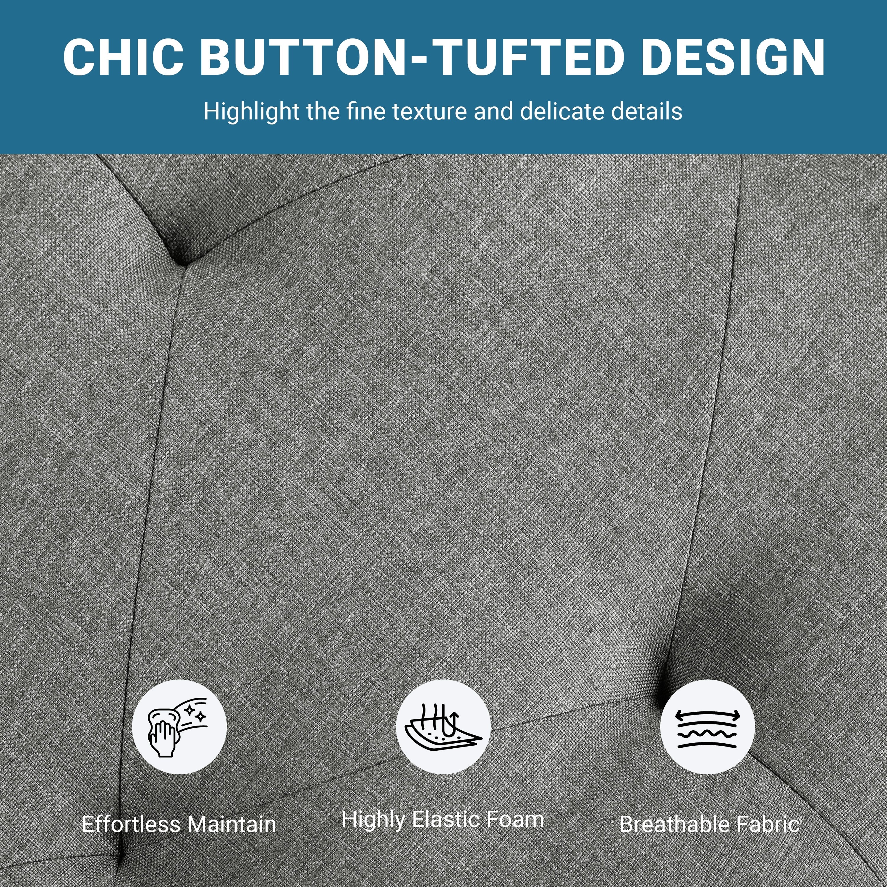 Yaheetech Modern Fabric Tufted Storage Bench with Cushioned Ottoman