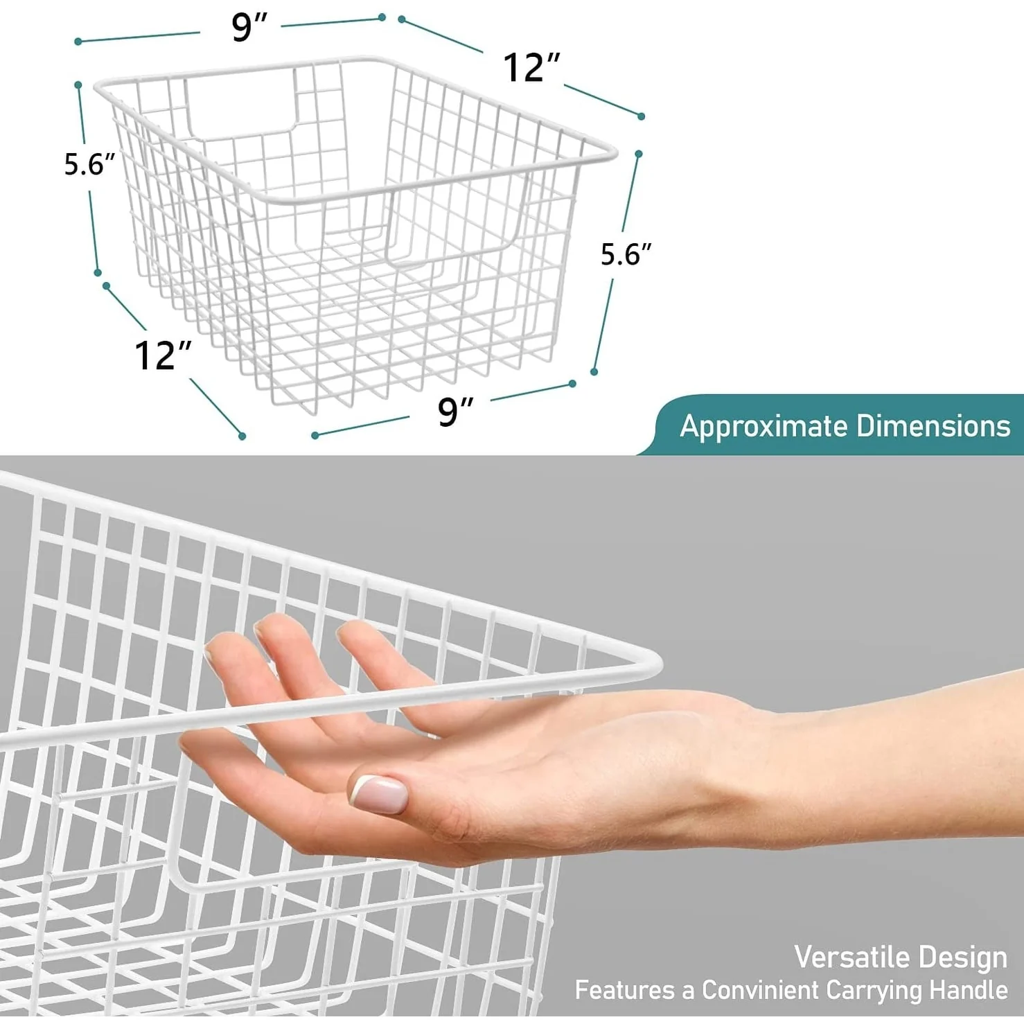 Stackable Baskets Storage Bin Metal Wire Organizers Iron (2-Pack) - 2-Pack