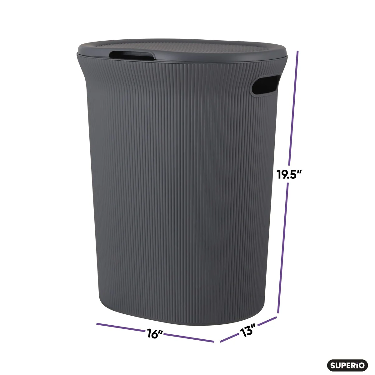 Superio 40 L Ribbed Laundry Hamper with Lid - Capacity: 40l