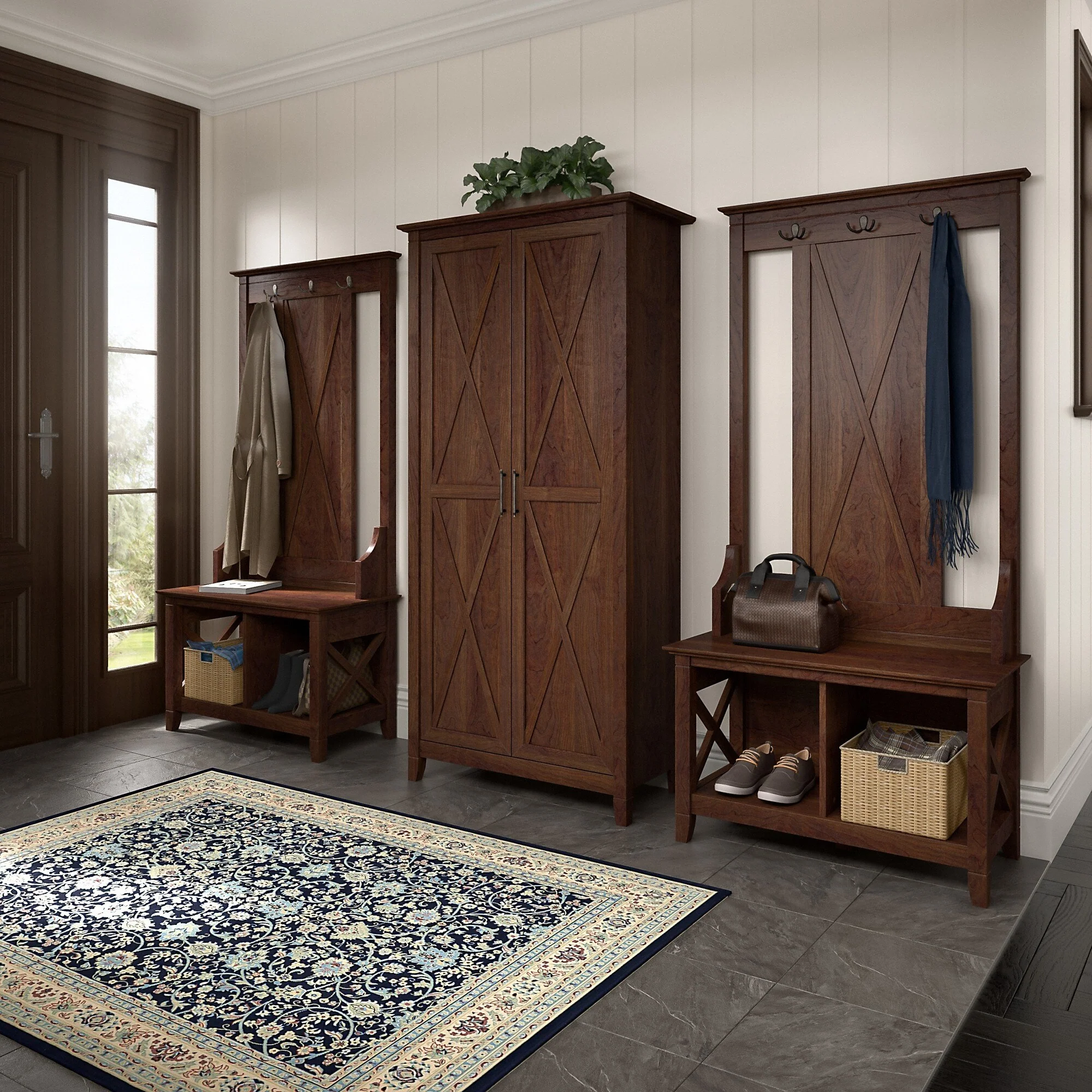 Key West Hall Tree with Shoe Storage Bench by Bush Furniture