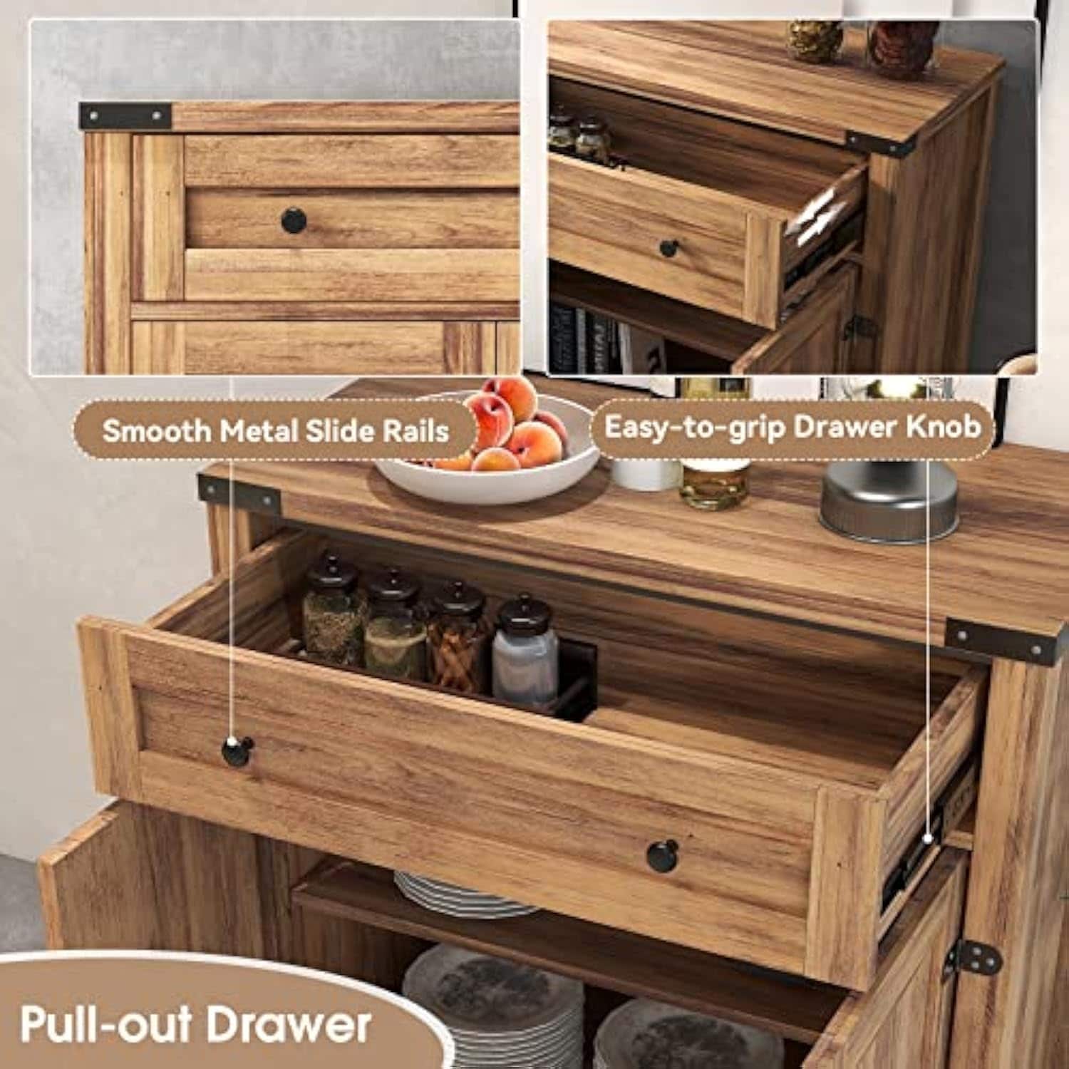 Farmhouse Cabinet with Drawers and Doors 31.5 inch - 15.75