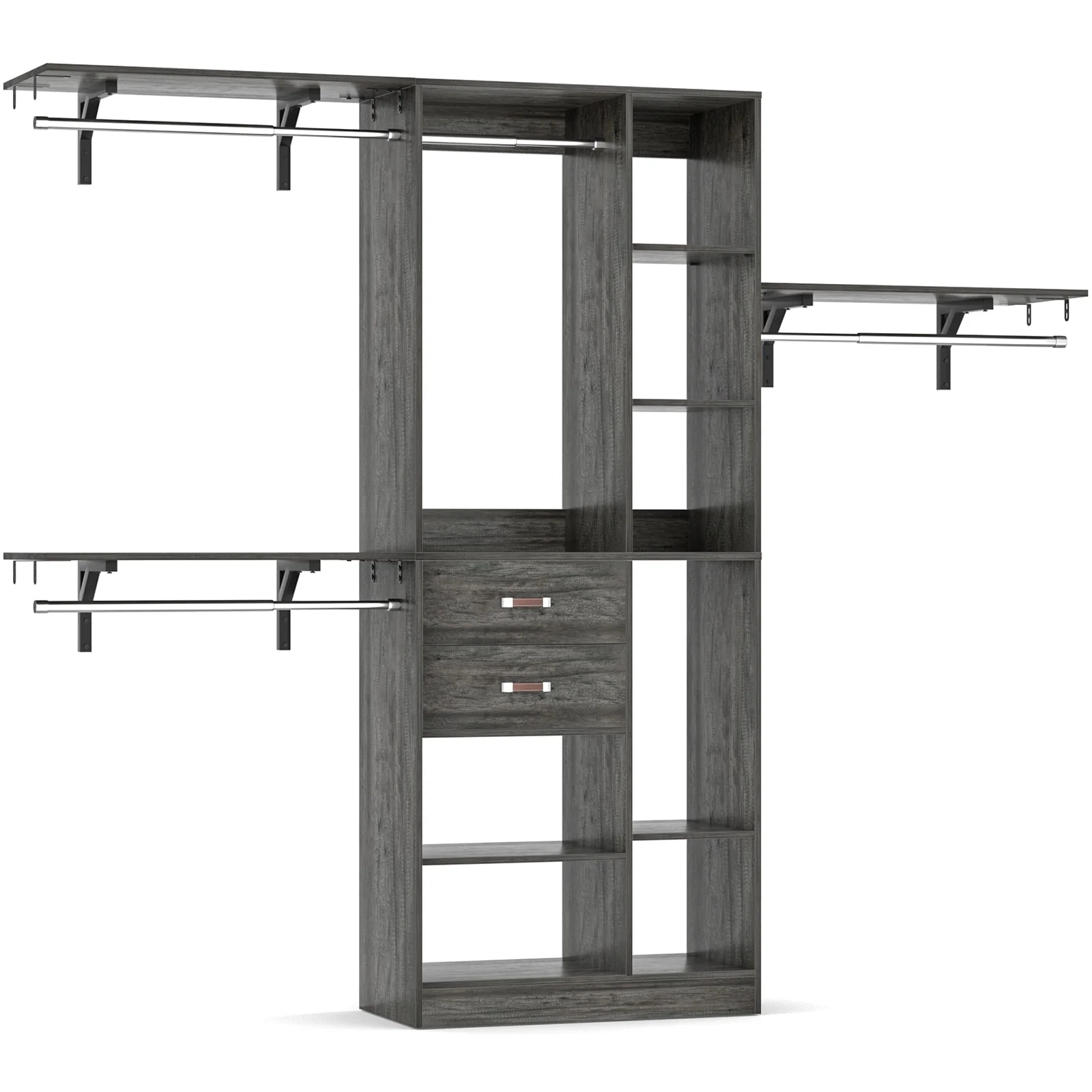 31.5'' to 96'' W Closet Organizer System with Drawers and Tower Shelves for Reach-in and Walk-in Closet