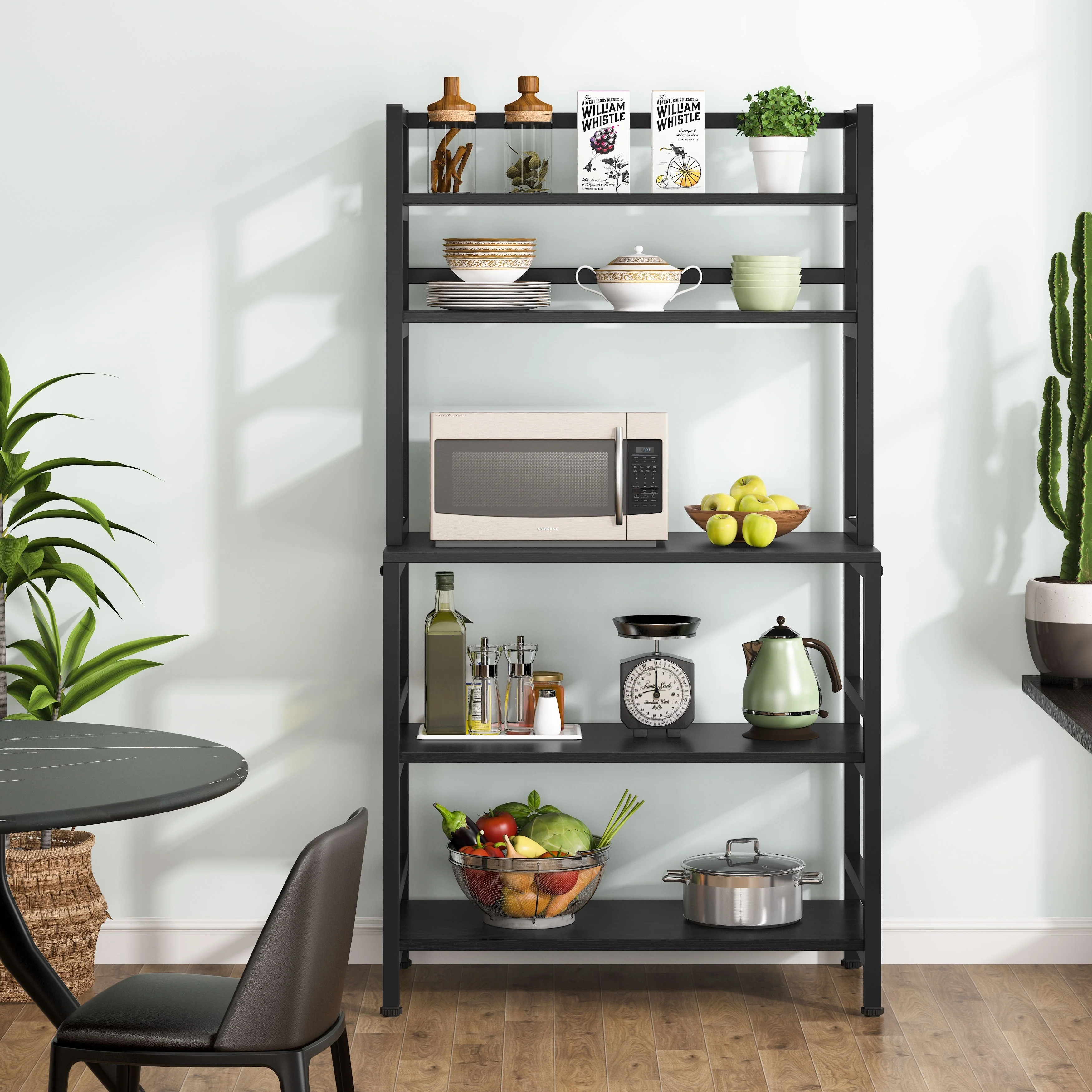 5-Tier Kitchen Bakers Rack with Hutch,Utility Storage Shelf - 31.5 x 15.75 x 62.99 inches