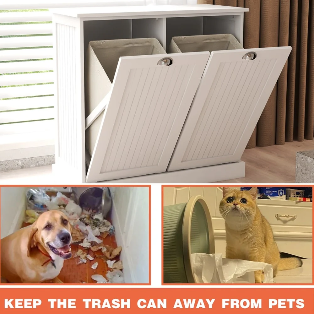 Double Tilt-Out Laundry Cabinet, Kitchen Trash Cabinet
