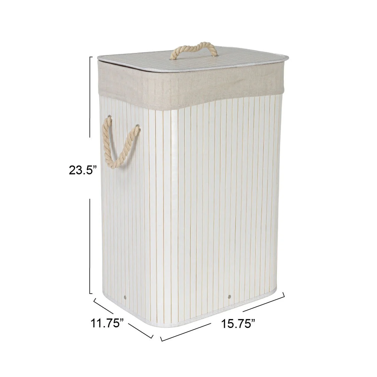 Household Essentials Bamboo Laundry Hamper with Handles and Removable Laundry Bag