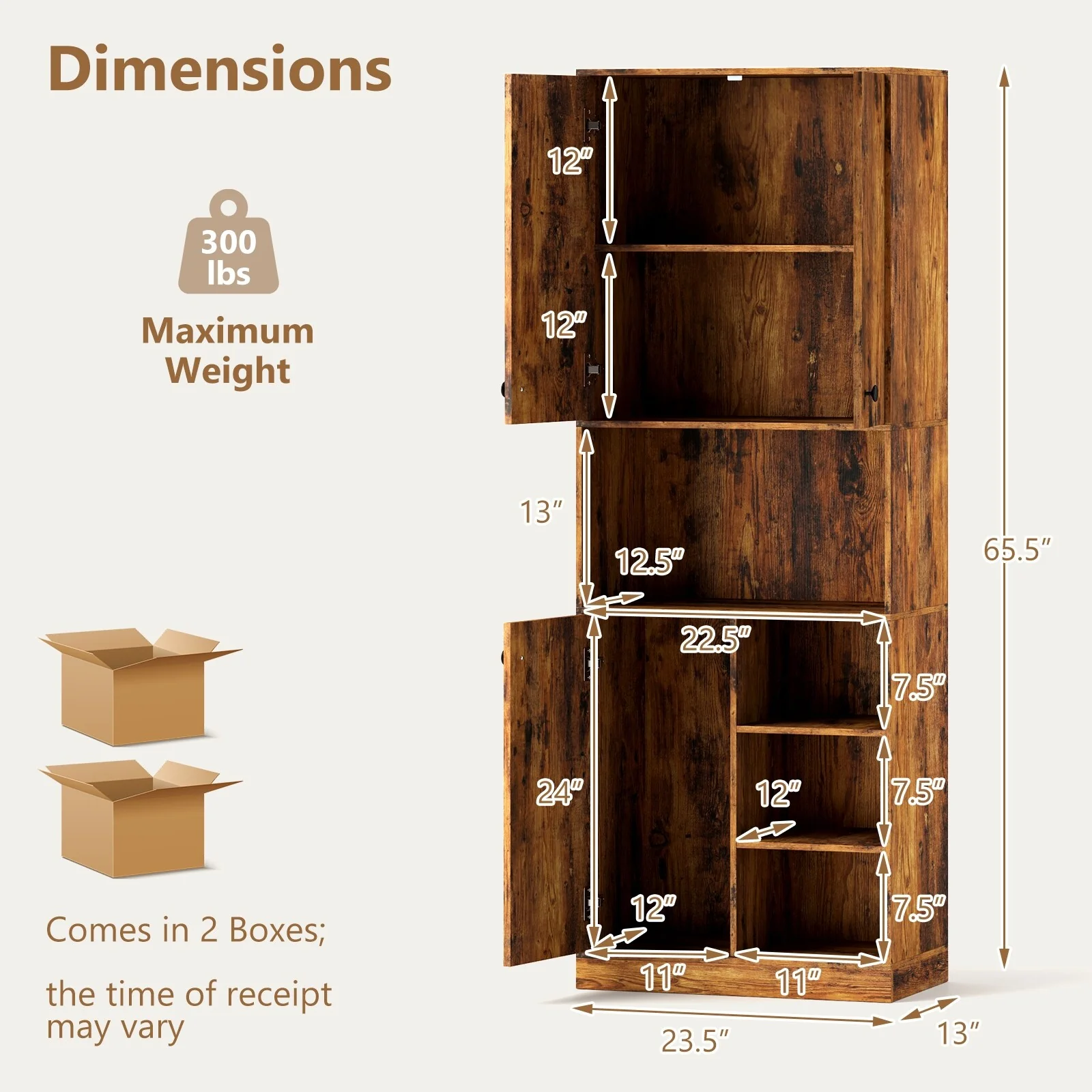 Costway Kitchen Pantry Storage Cabinet 65.5