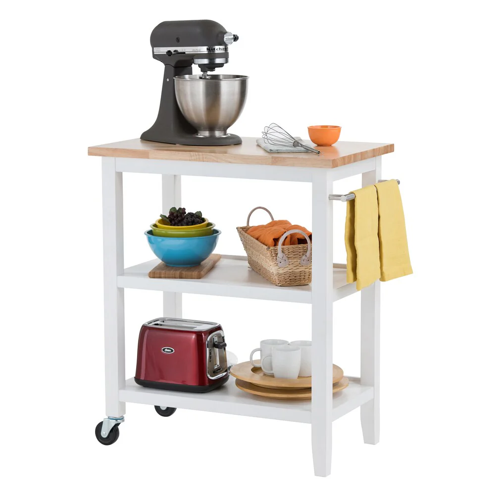 White Wooden Kitchen Cart