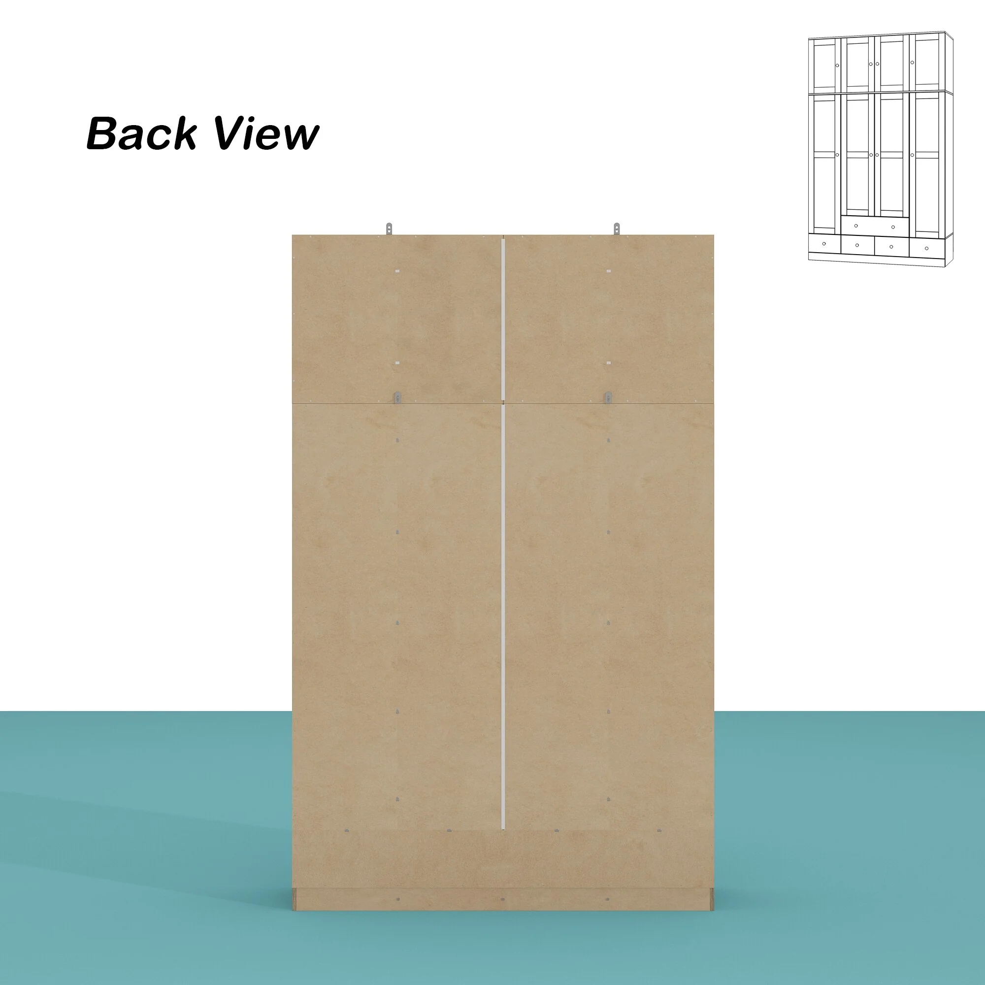 Large Storage Wardrobe Versatile Rattan Door Closet with Deep Drawers