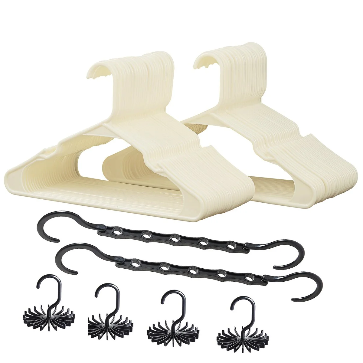 Javlergo 25/50 Pack Plastic Hanger, Space Saving, Sturdy Heavy Duty Clothing Notched Hangers