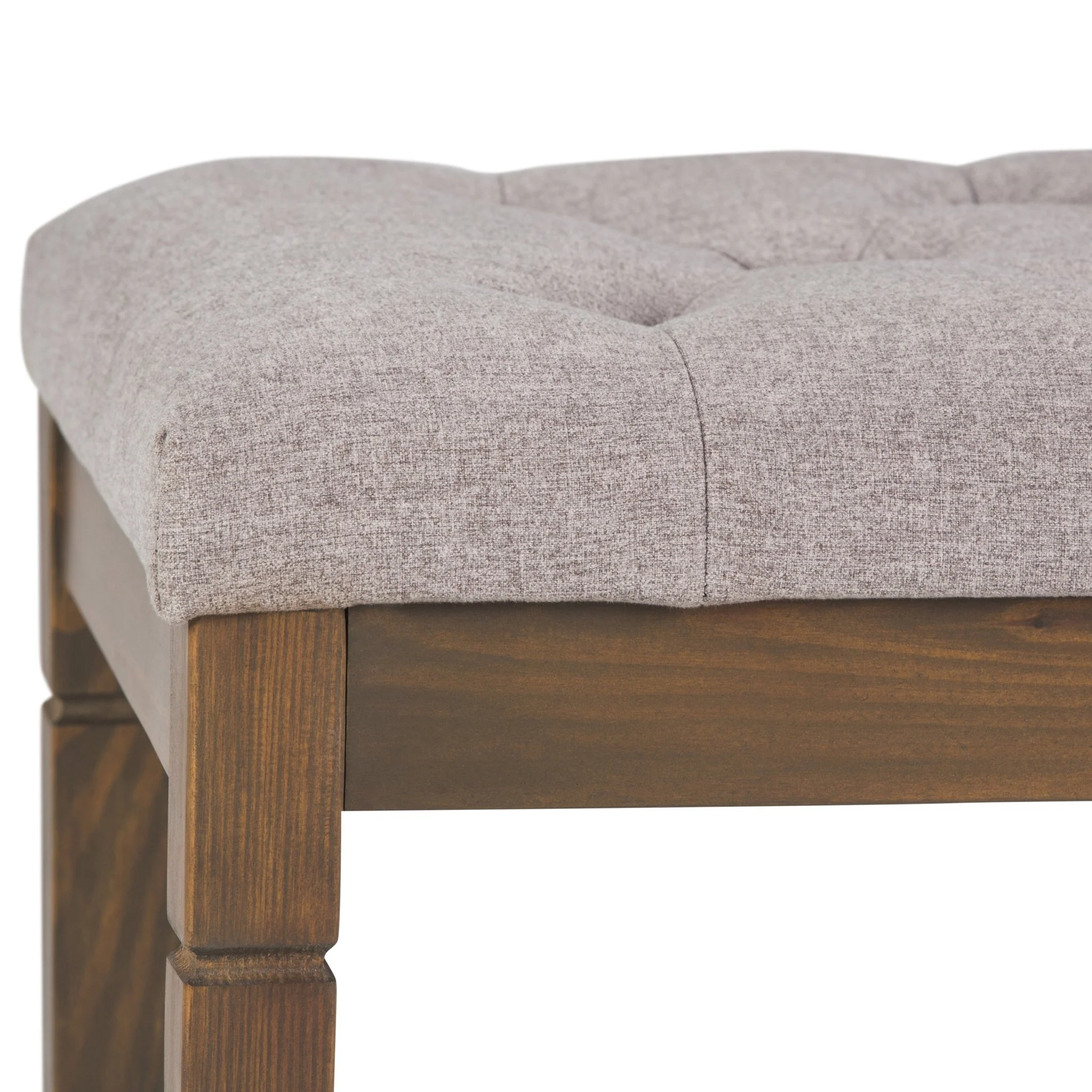 Hushed Upholstered Tufted Ottoman Bench with Carved Legs