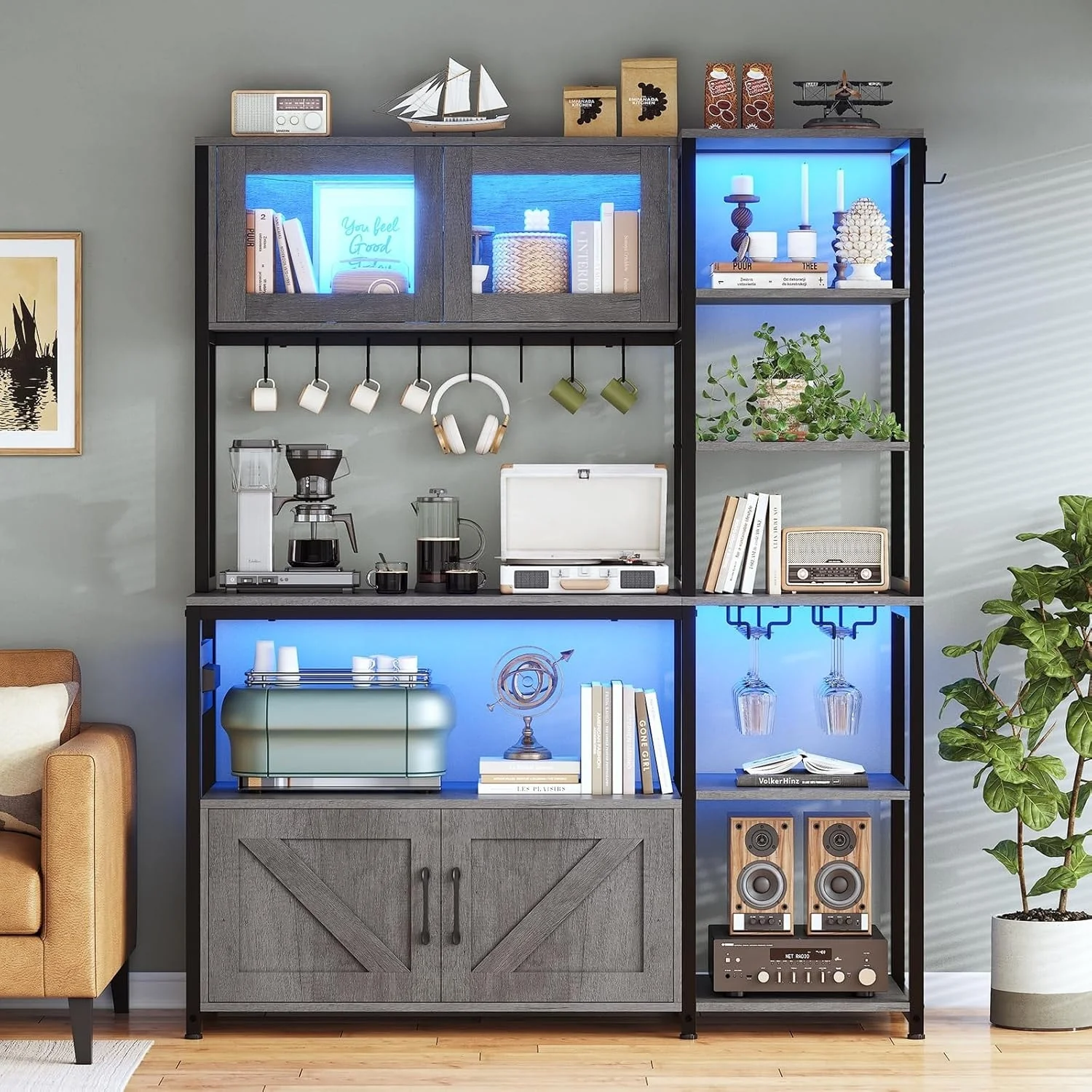 Bakers Rack for Kitchen with Storage Coffee Bar Cabinet