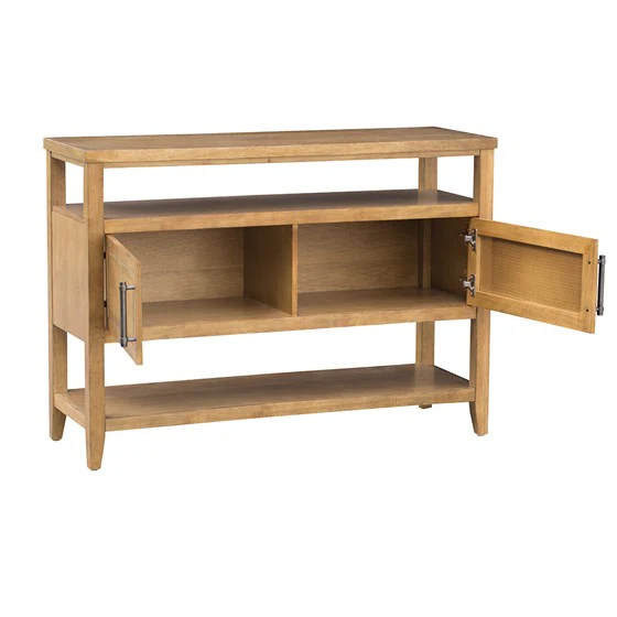 Console Table with 2 Cane Doors and 2 Shelves