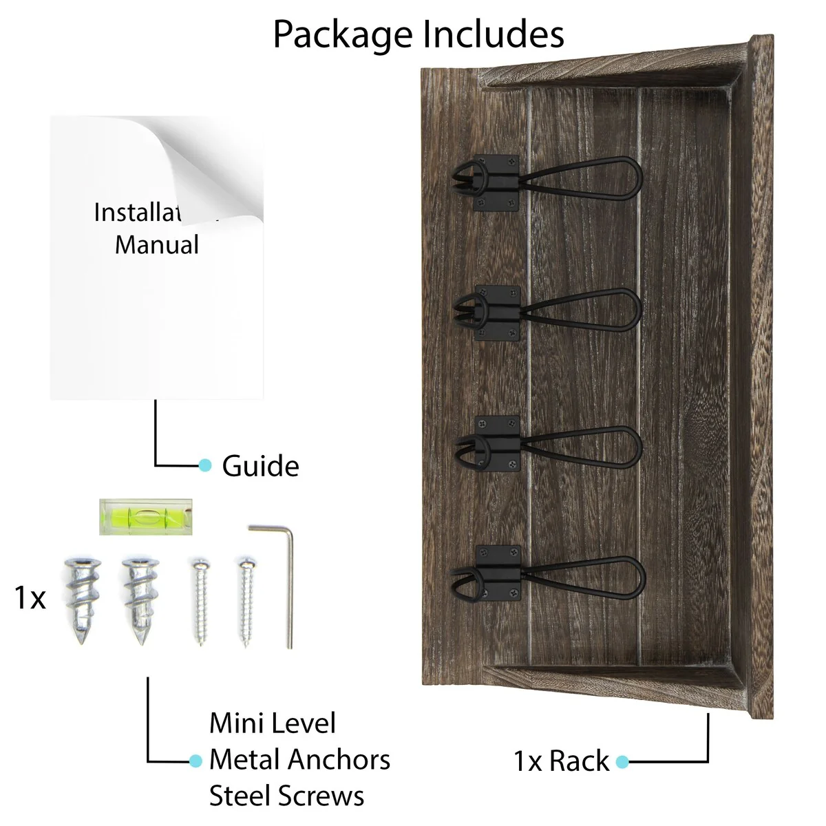 Wallniture 17'' Wood Wall Mounted Coat Rack with Shelf Entryway Mail Organizer Wood Key Holder 8 Hooks - N/A