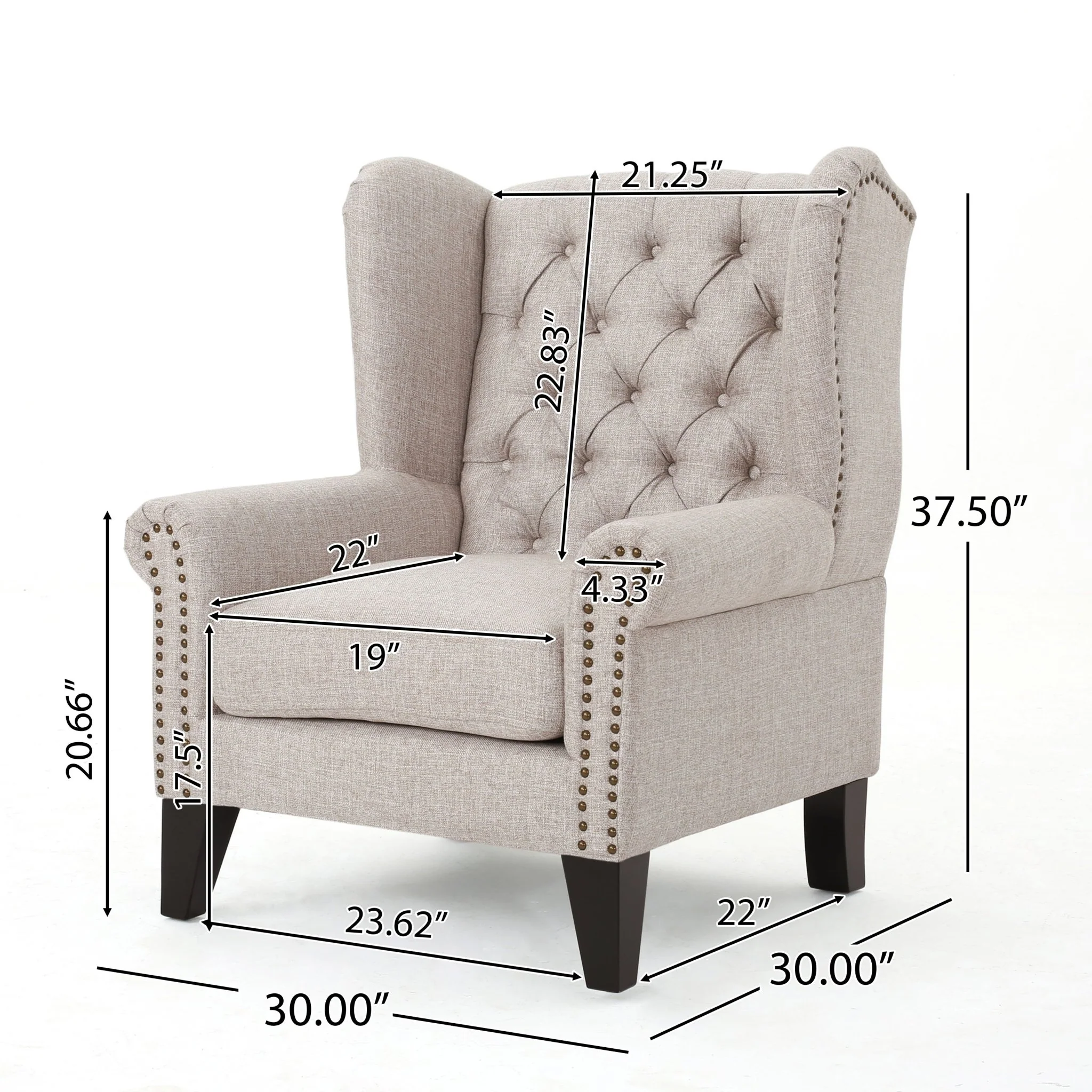 Cerebral Upholstered Wingback Chair with Diamond Tufting and Nailhead Trim