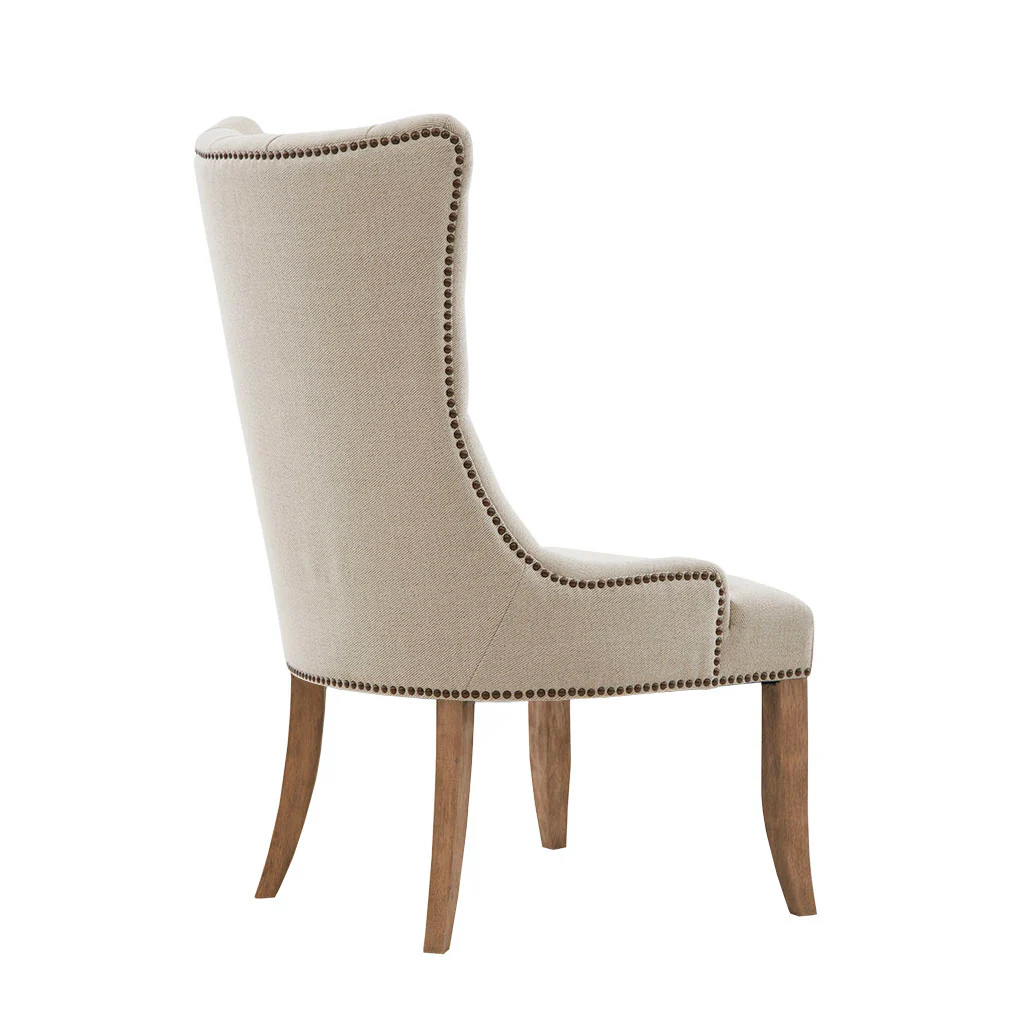 Upholstered Accent Chair with Button Tufted High Back and Nailhead Trim