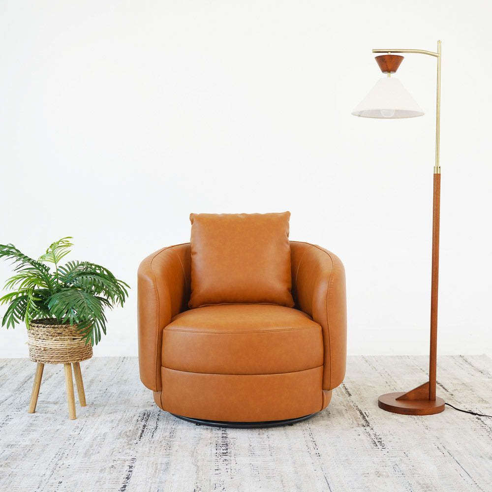 Dylan Cognac Leather Swivel Chair