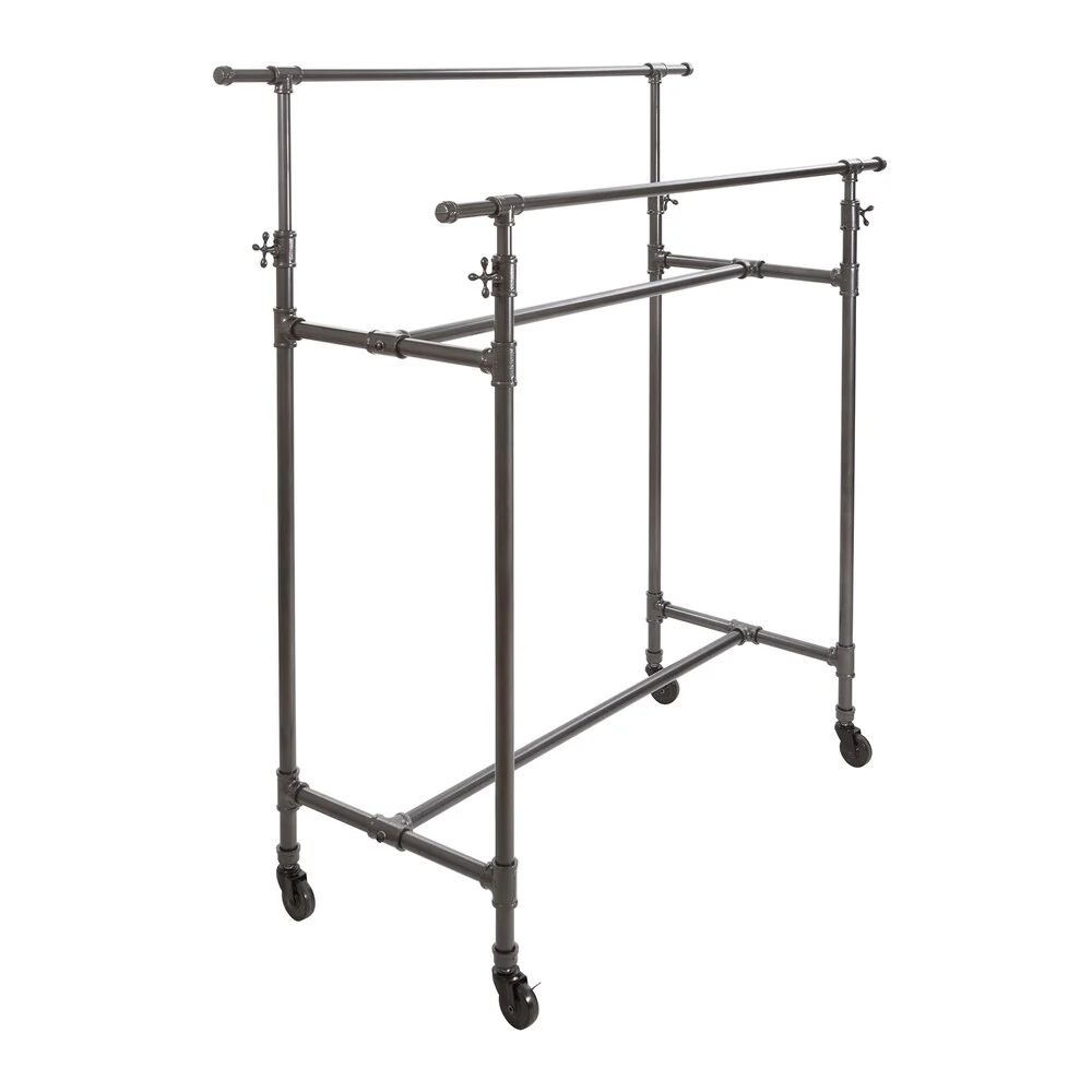 Econoco Pipeline Adjustable Double Bar Box Rack, Anthracite Grey