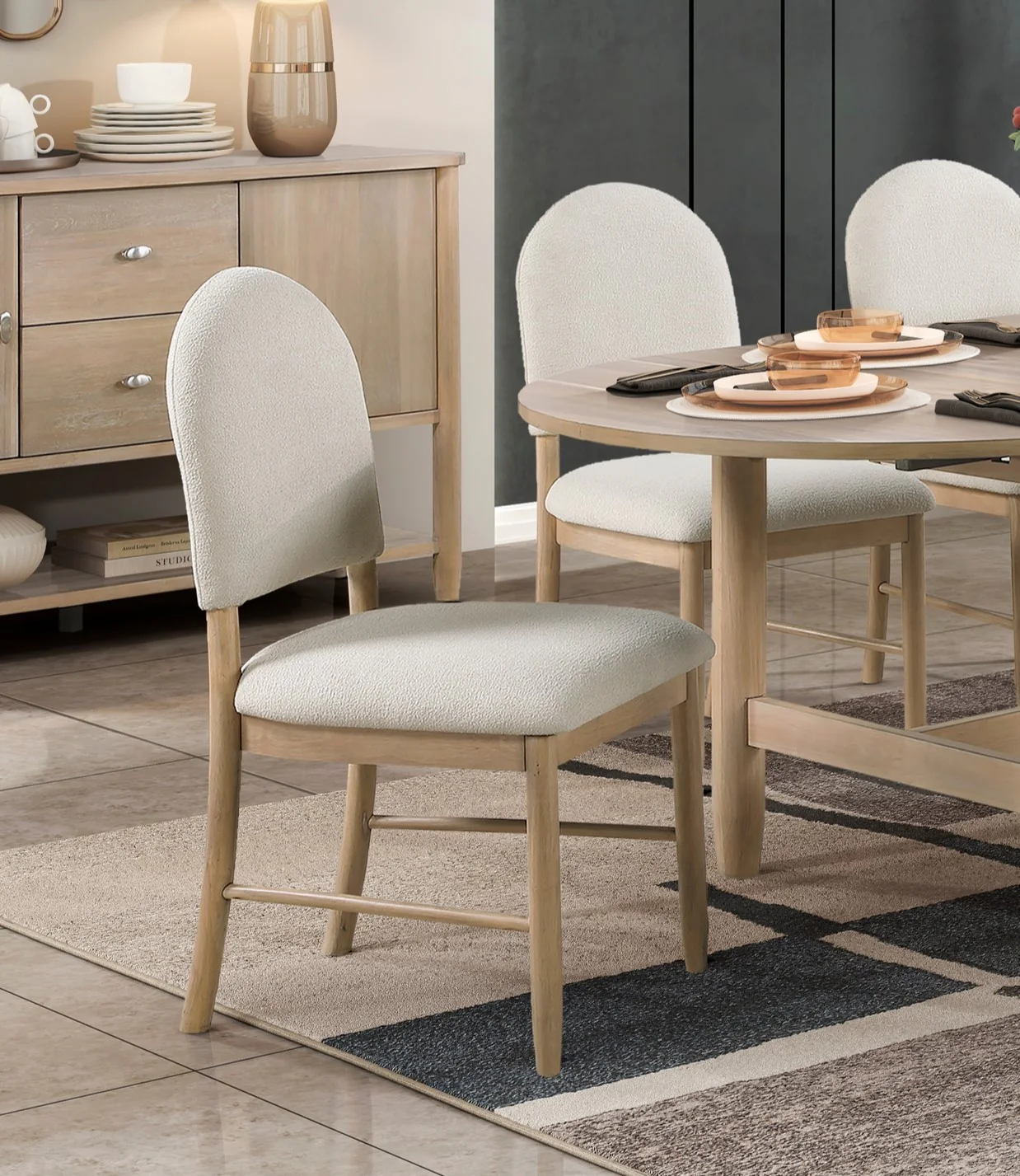 Natural Finish Dining Chairs, Set of 2