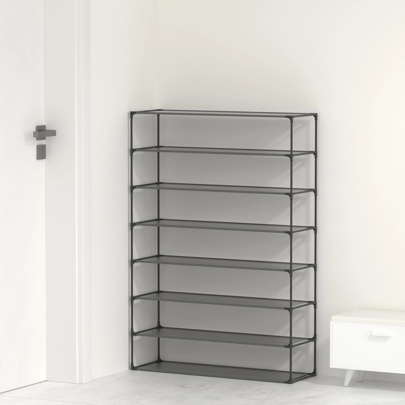 Modern Waterproof Shoe Rack Organizer Tower for Small Spaces Black
