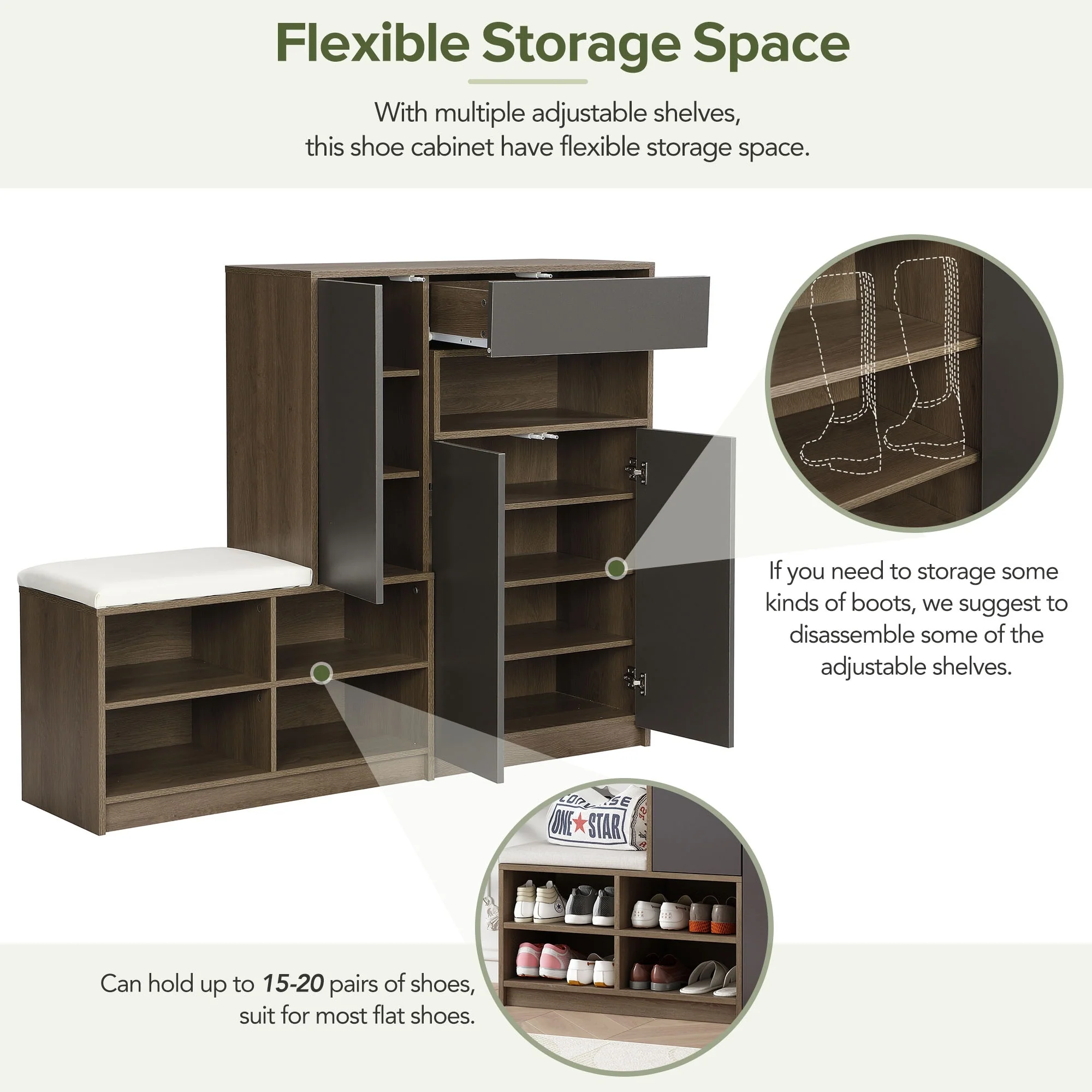 Shoe Storage Bench and Shoe Cabinets