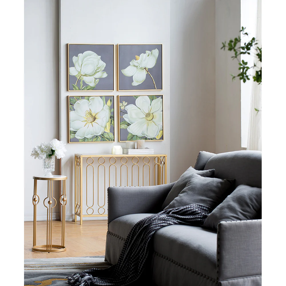 White and Gold Botanical Wall Art Prints