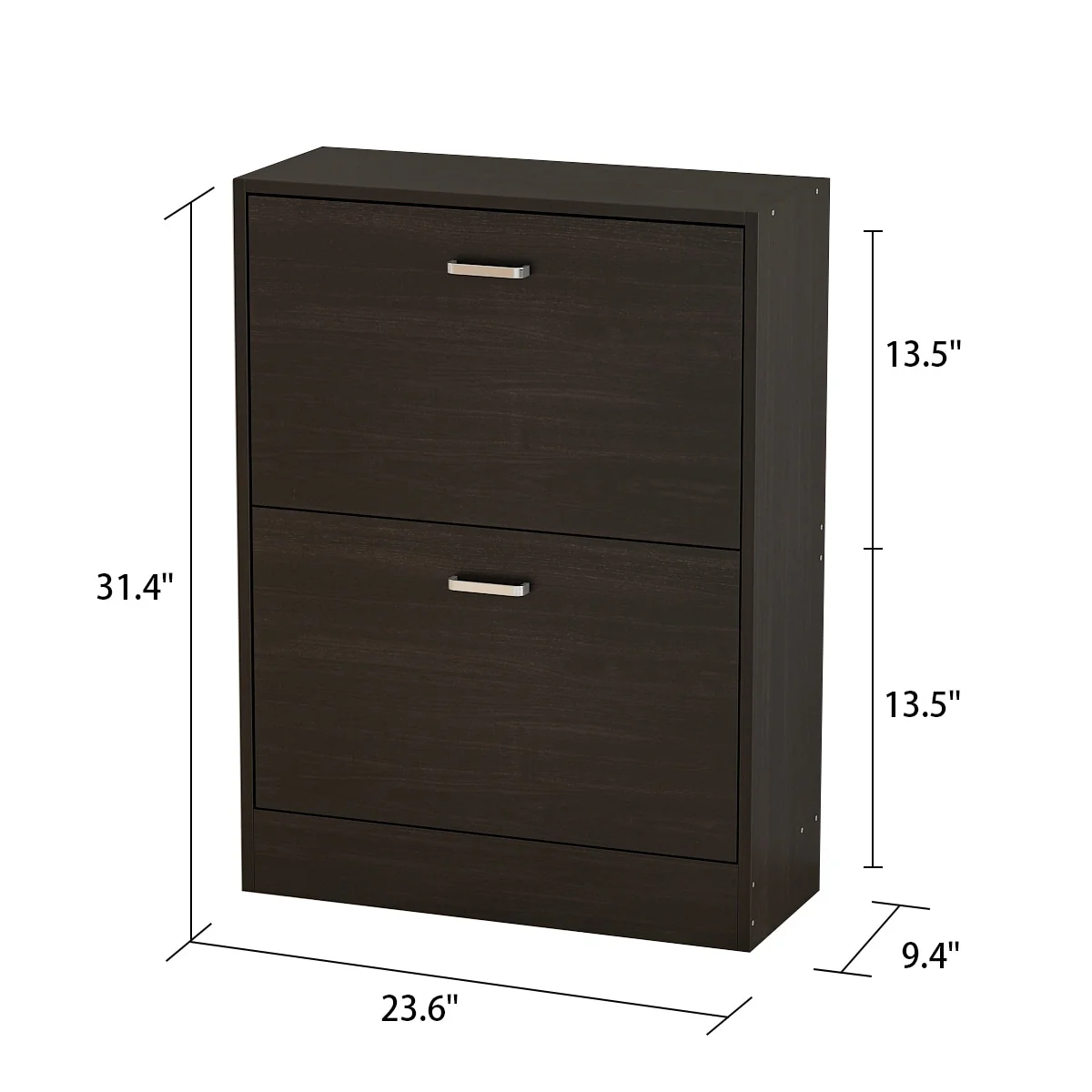 Timechee Black 2-Drawer Shoe Cabinet with 4-Tier Rack (Up to 12 Pairs)
