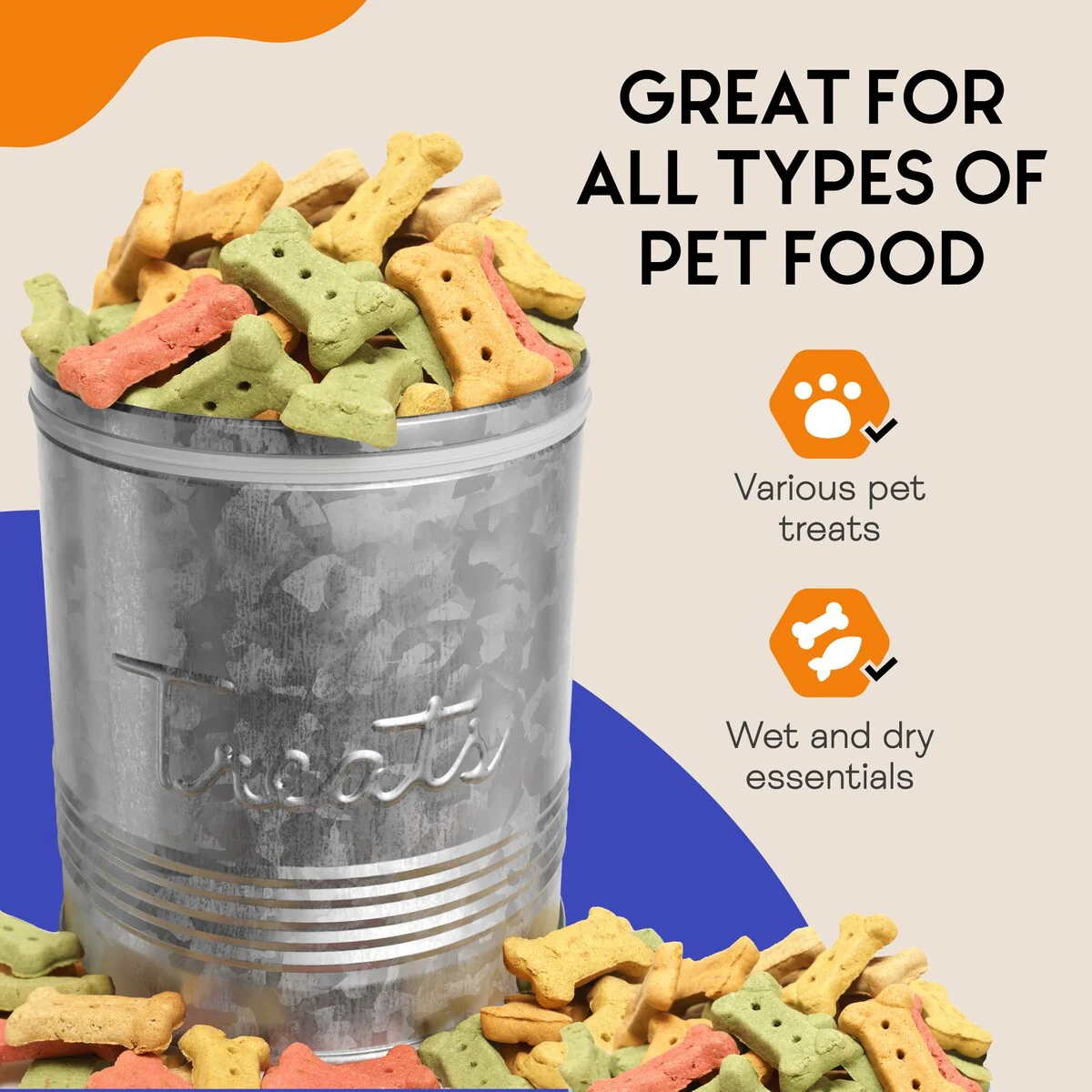 Amici Home Retro Treats Storage Canister With Lid for Pet Food