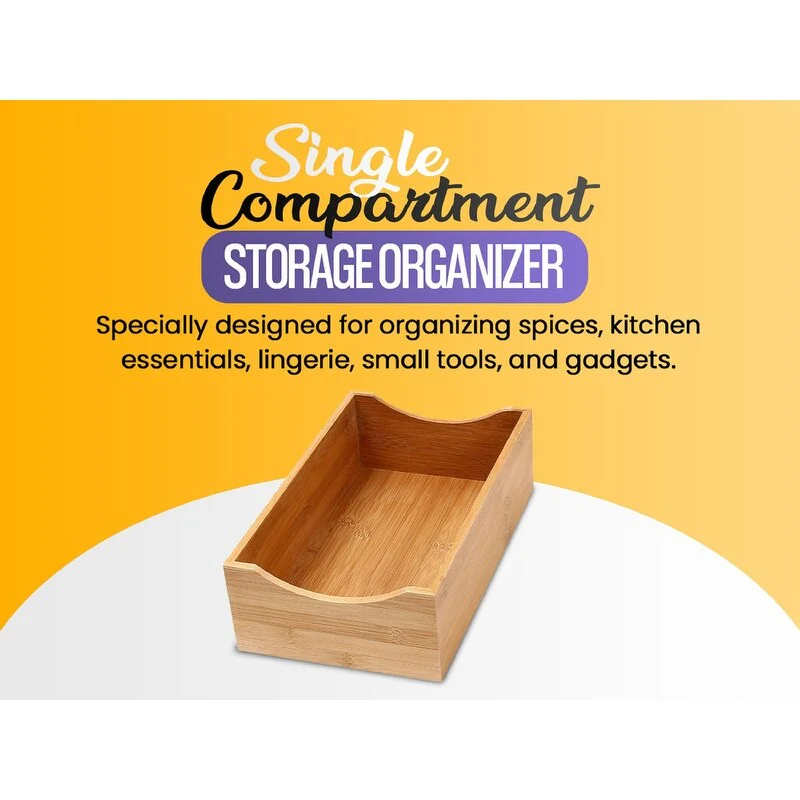 YBM HOME Bamboo 4 Compartment Organizer Tray for Drawers - 4 Compartment