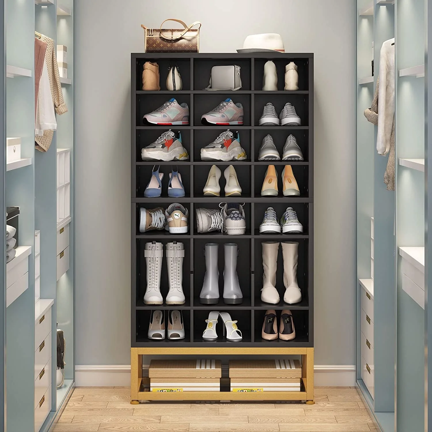 8-tier Shoe Storage Cabinet Organizer Rack with 24 Cubbies