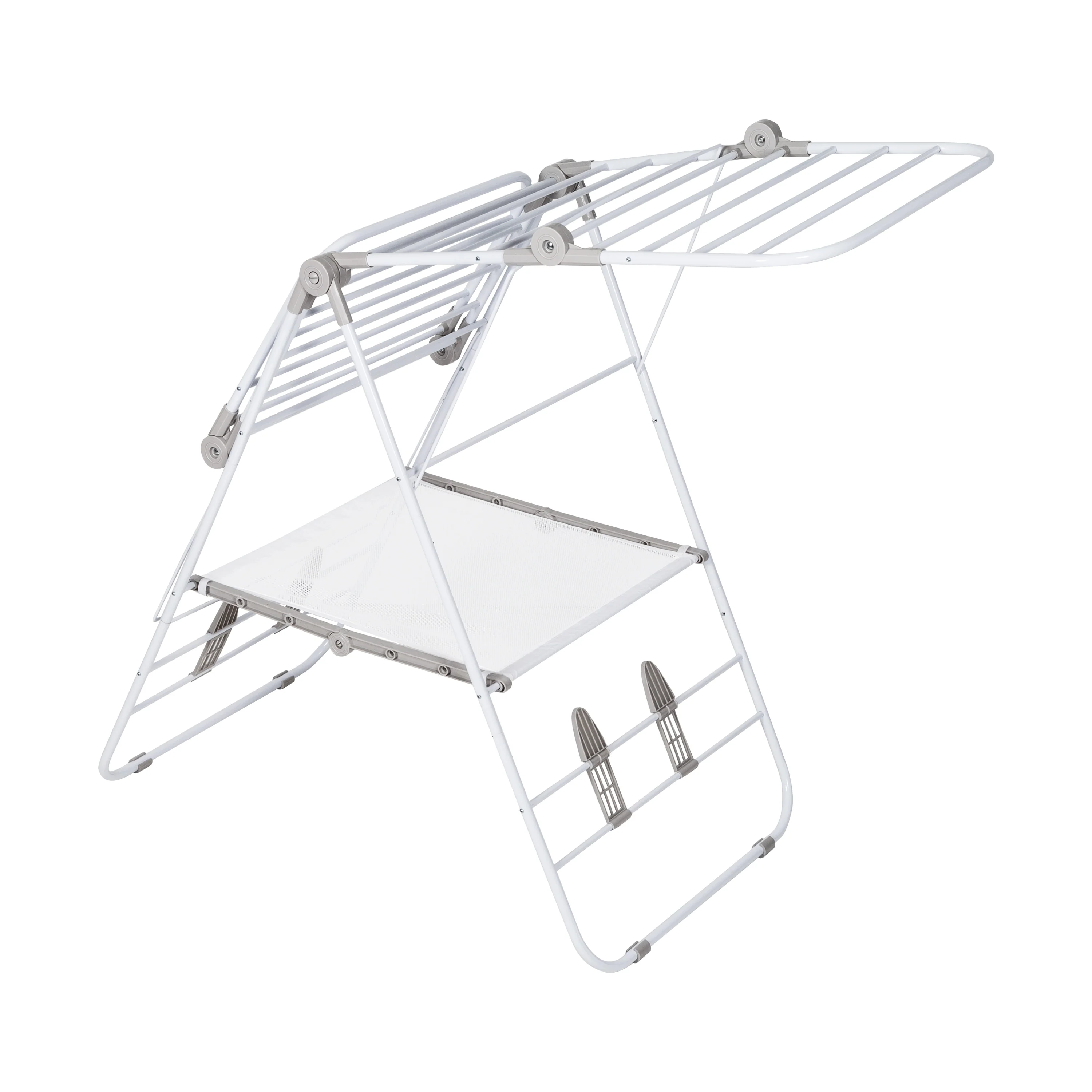 Honey-Can-Do White Expandable and Folding Gullwing Clothes Drying Rack