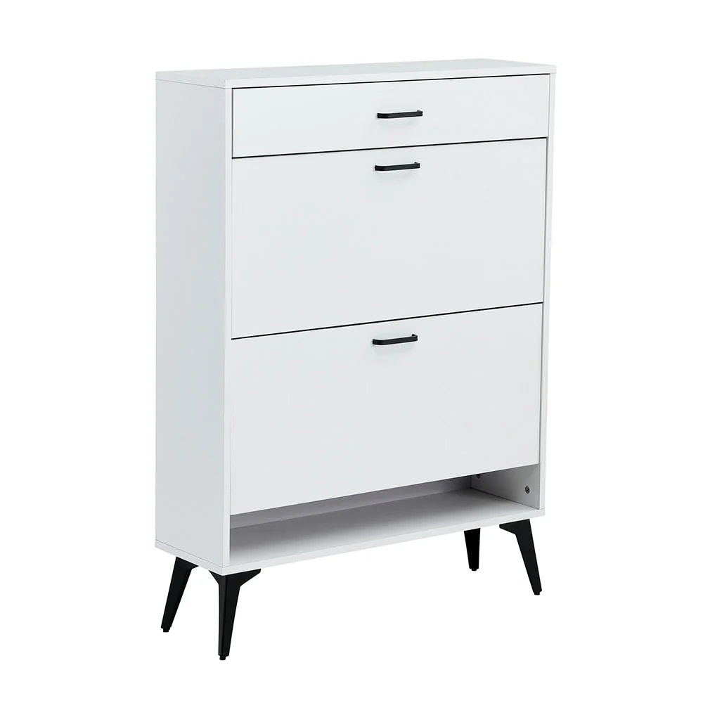 3-Drawer Wood Shoe Storage Cabinet with Removable Panels & 1 Open Shelf