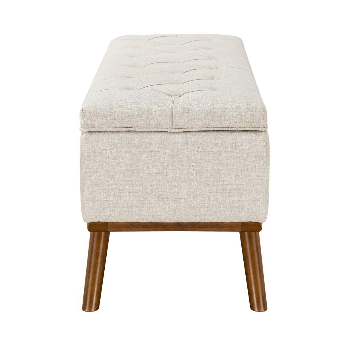 LUE BONA Modern Upholstered Storage Ottoman Button Tufted Storage Bench with Linen Seat End of Bed - 17.5 D X 50.4 W X 20.5 H