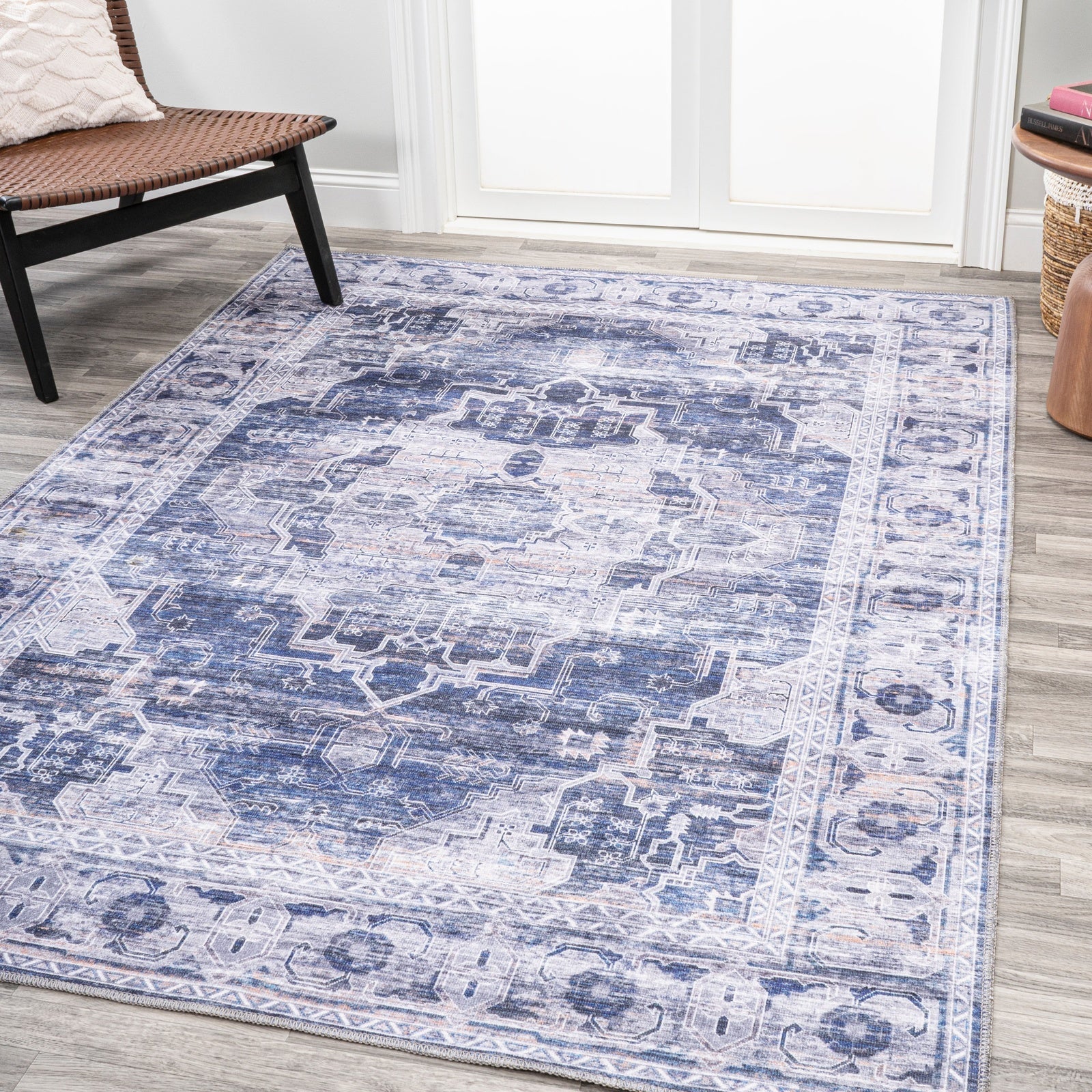 Alanya Ornate Medallion Washable Area Rug