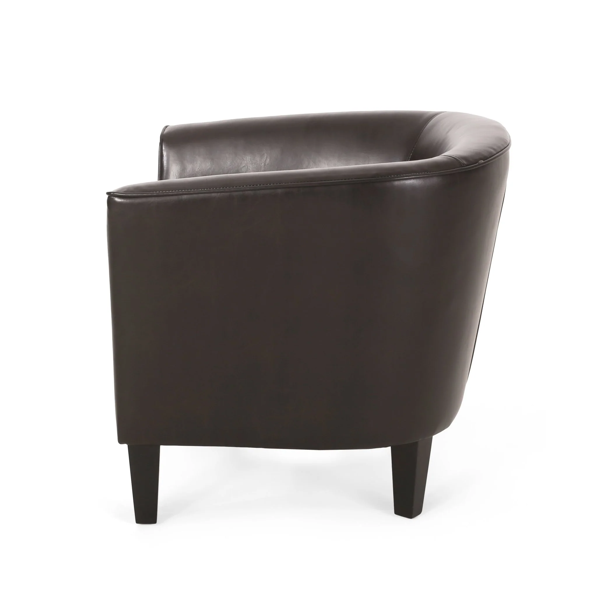 Upholstered Leather Club Chair with Flared Armrests