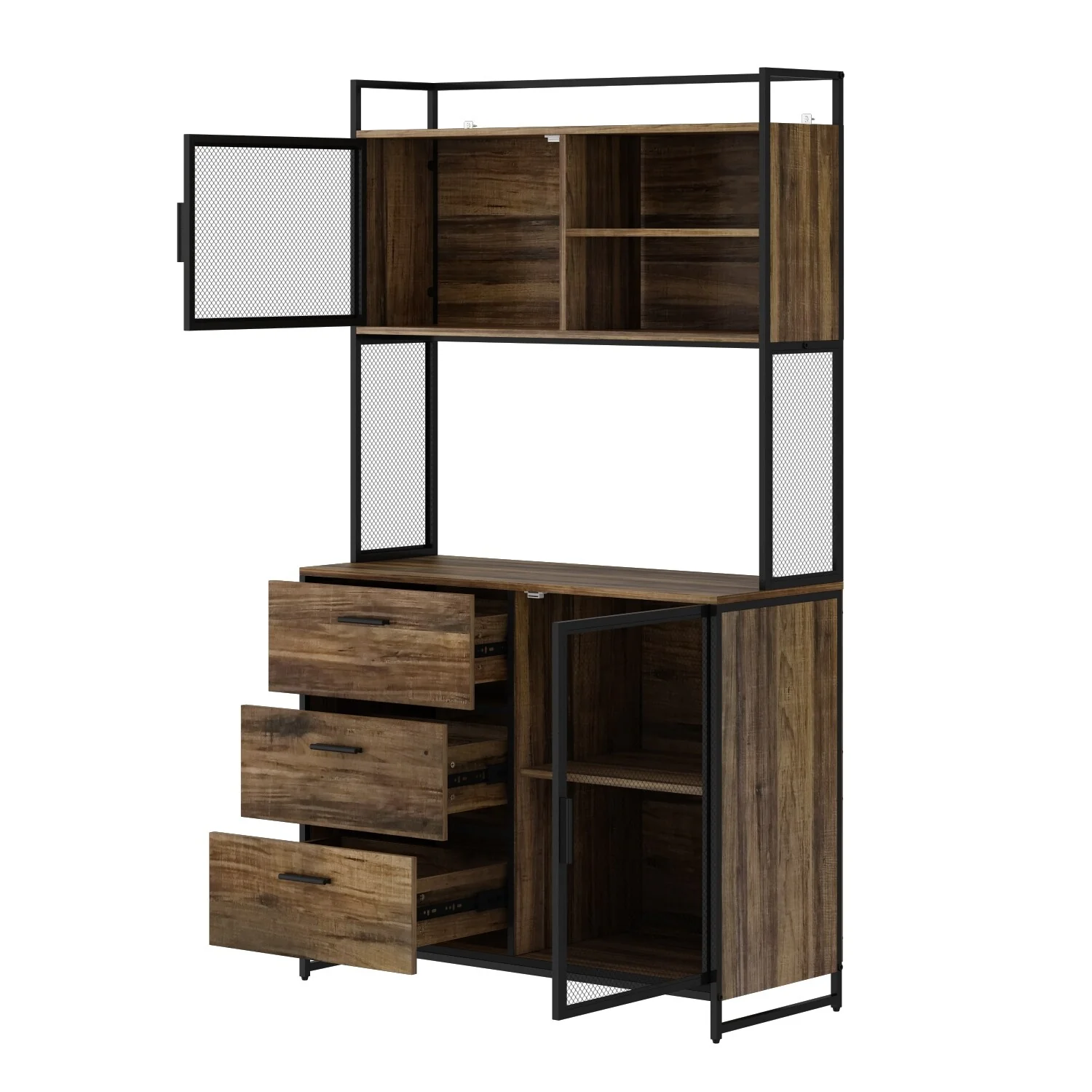 Large Buffet with Hutch,Kitchen Pantry Cupboard Sideboard
