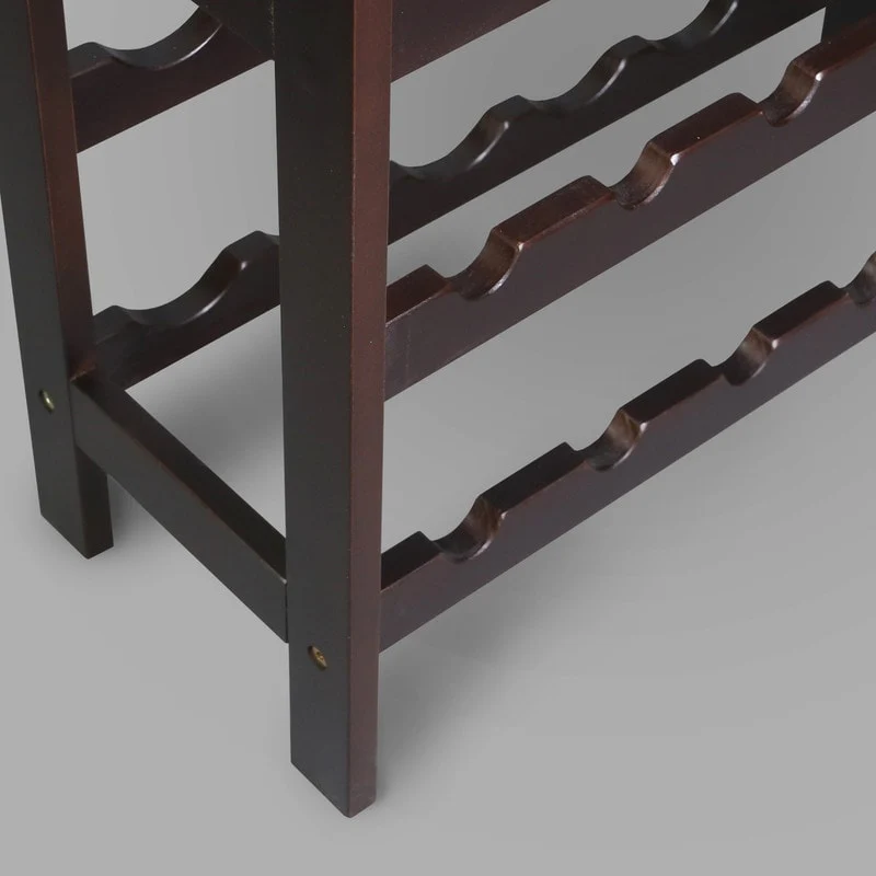 Solid Wood 18-Bottle Freestanding Wine Rack with Tabletop and Tray - 26