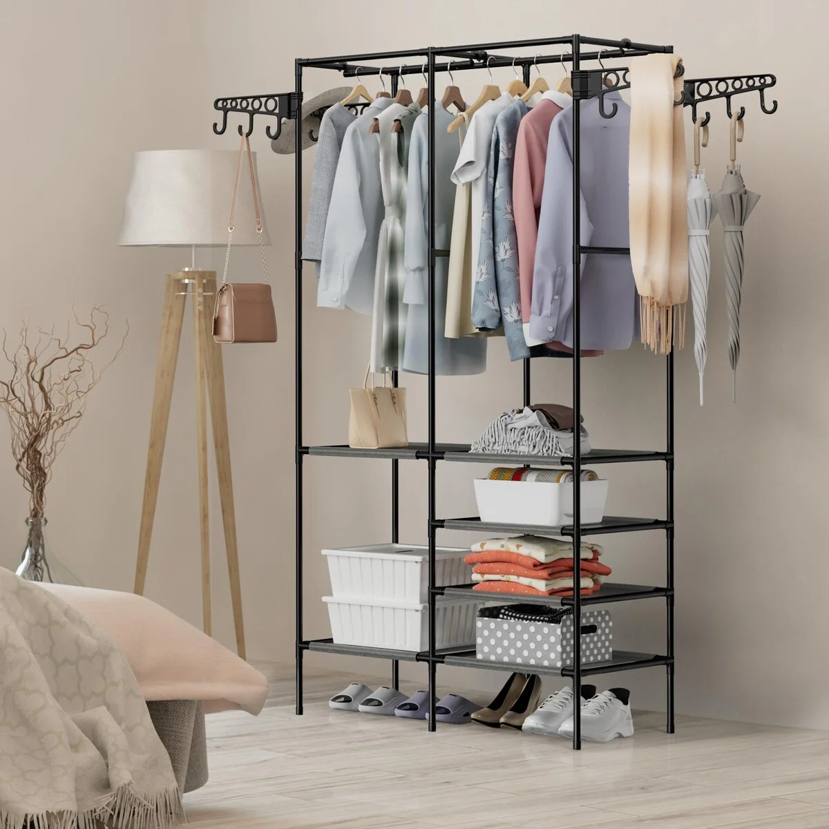Heavy Duty Clothes Rack with Hanging Rods - A