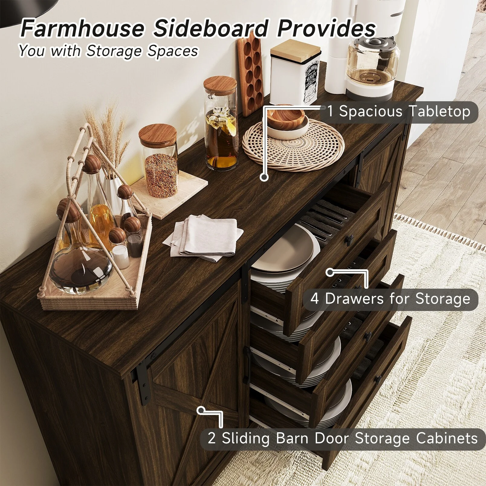Romision Buffet Sideboard Cabinet with Doors