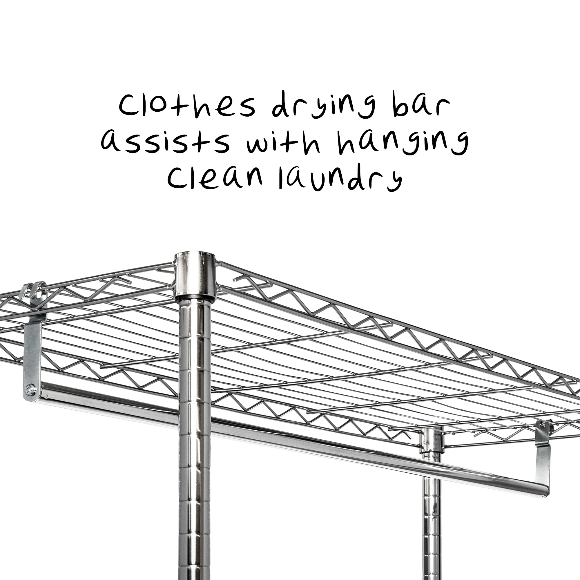 Honey-Can-Do Chrome Steel Rolling Laundry Clothes Rack with Shelves