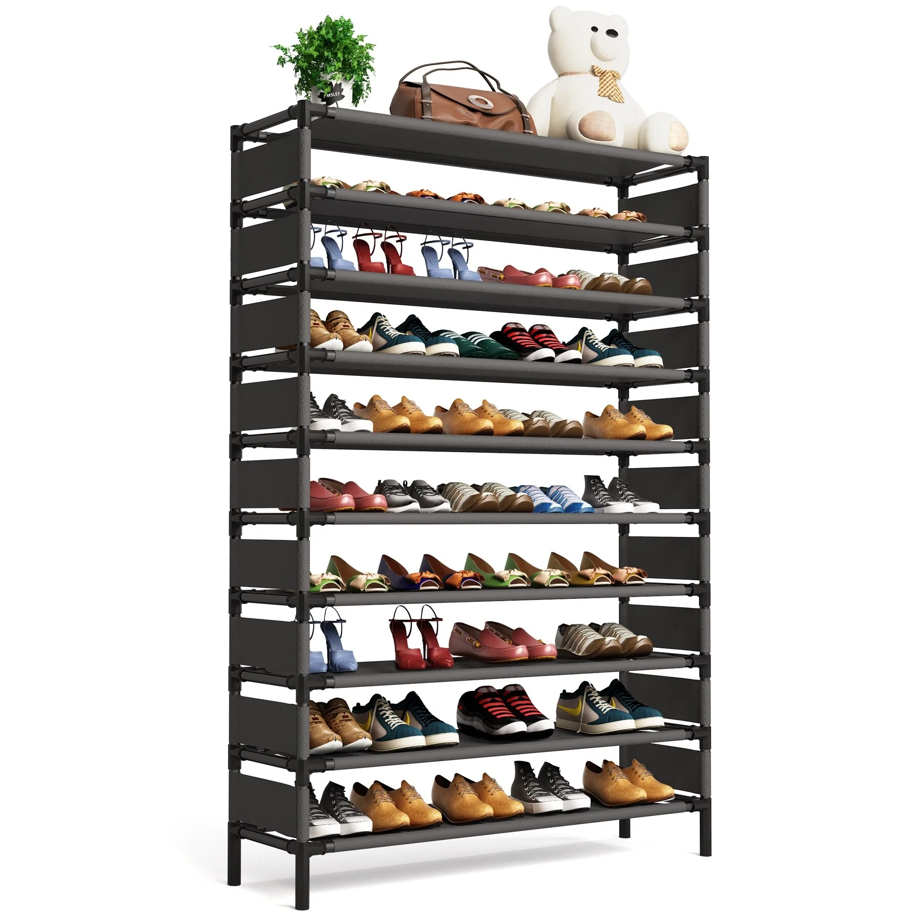 10 Tiers Shoe Rack, Large Capacity Shoe Organizer, Shoe Shelf for 50 Pair - 10-tier