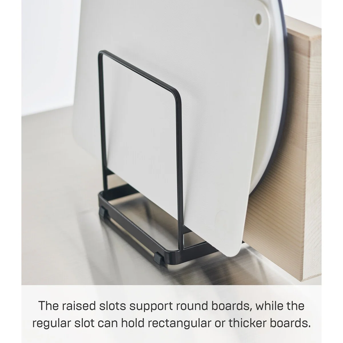 Yamazaki Home Round Cutting Board Stand, Steel - L 4.65 x W 6.3 x H 6.89 inches